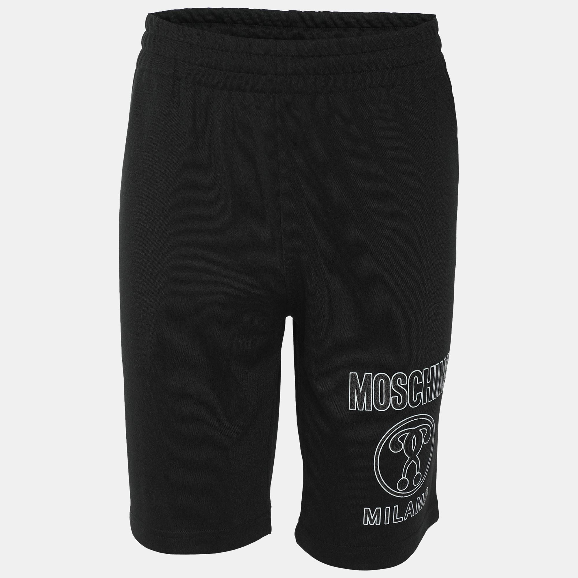 

Moschino Black Jersey Logo Print Shorts M