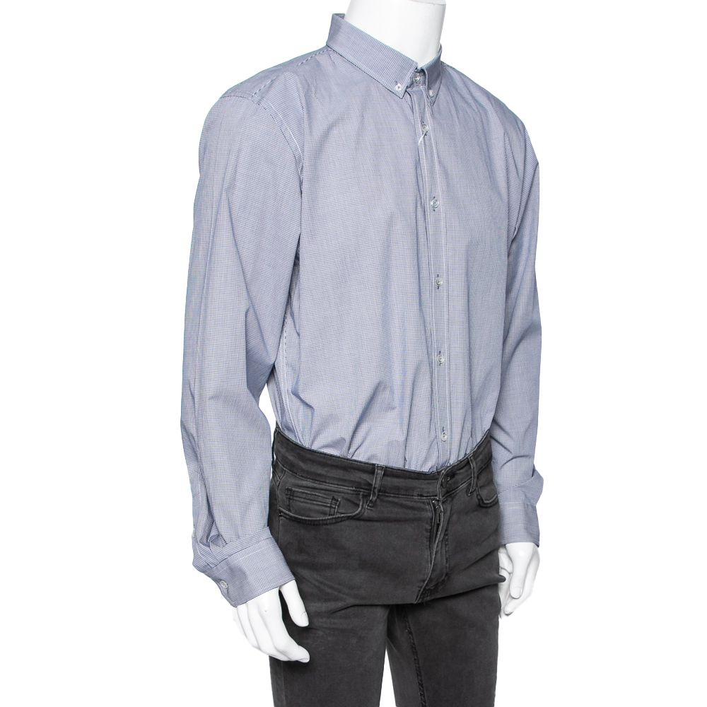 

Moschino Blue Striped Cotton Button Front Shirt 3XL