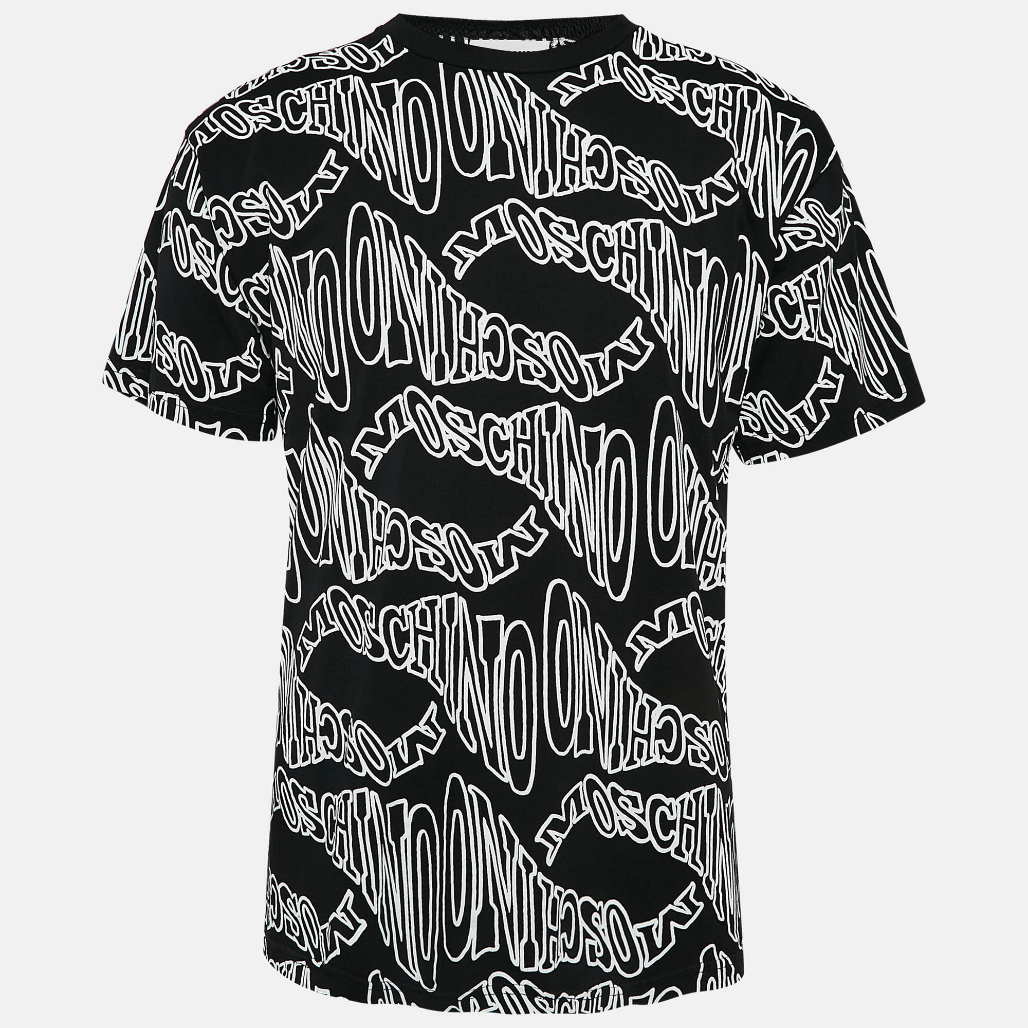 

Moschino Black Logo All Over Print Jersey T-Shirt S