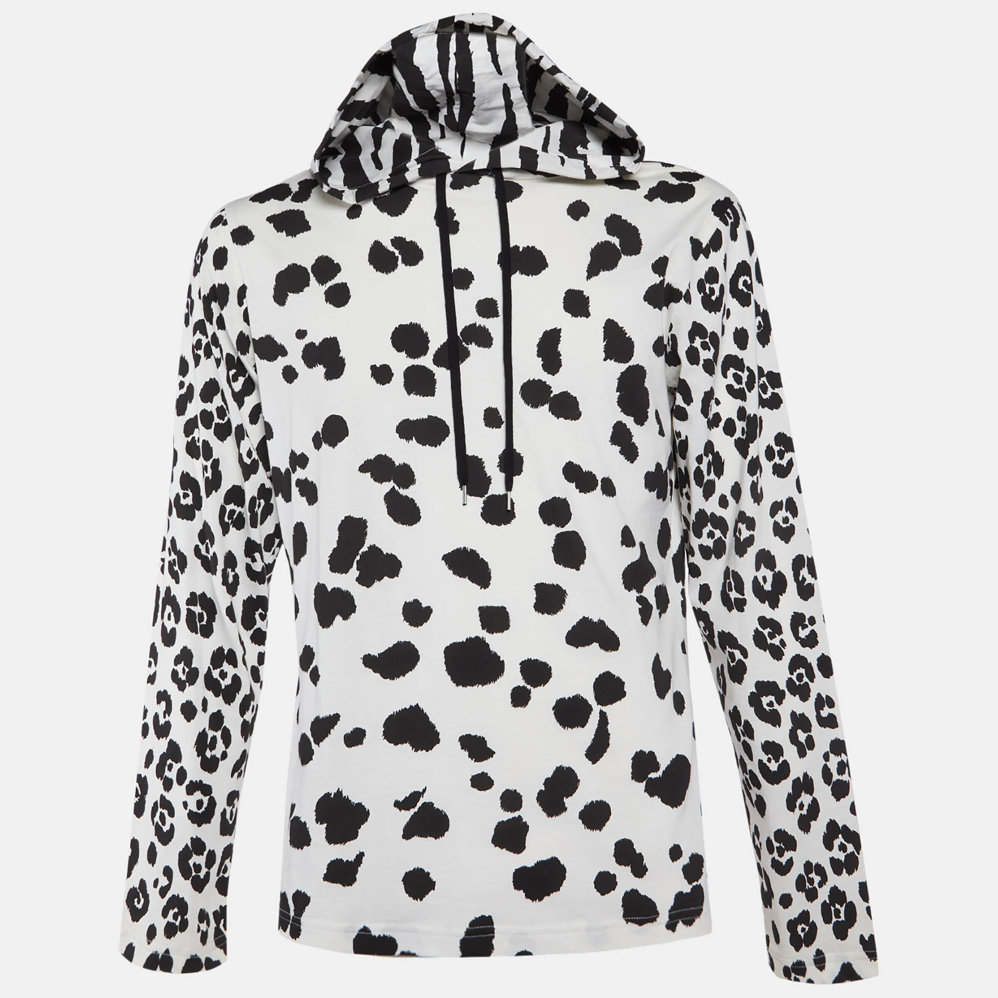 

Moschino Couture Monochrome Printed Cotton Hoodie L, White