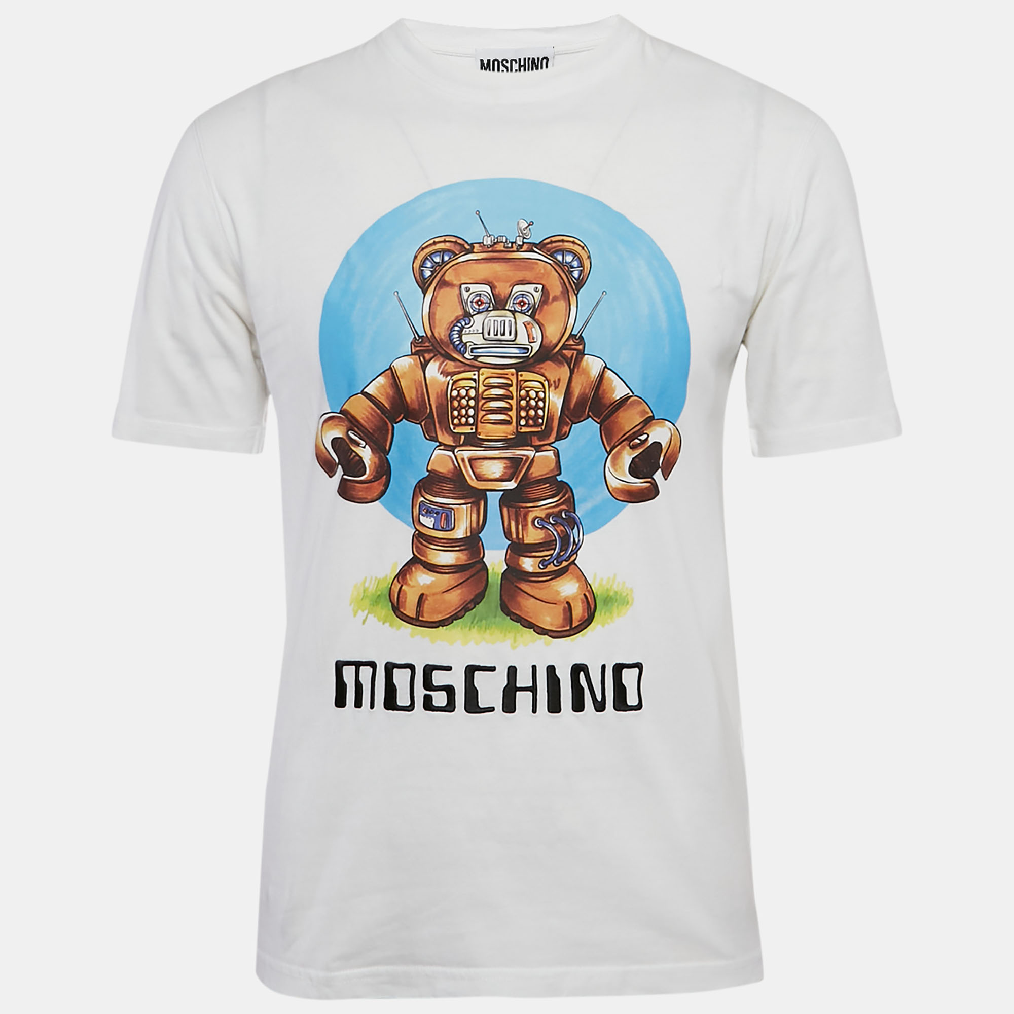 

Moschino Couture White Robot Teddy Print Cotton Crew Neck T-Shirt S