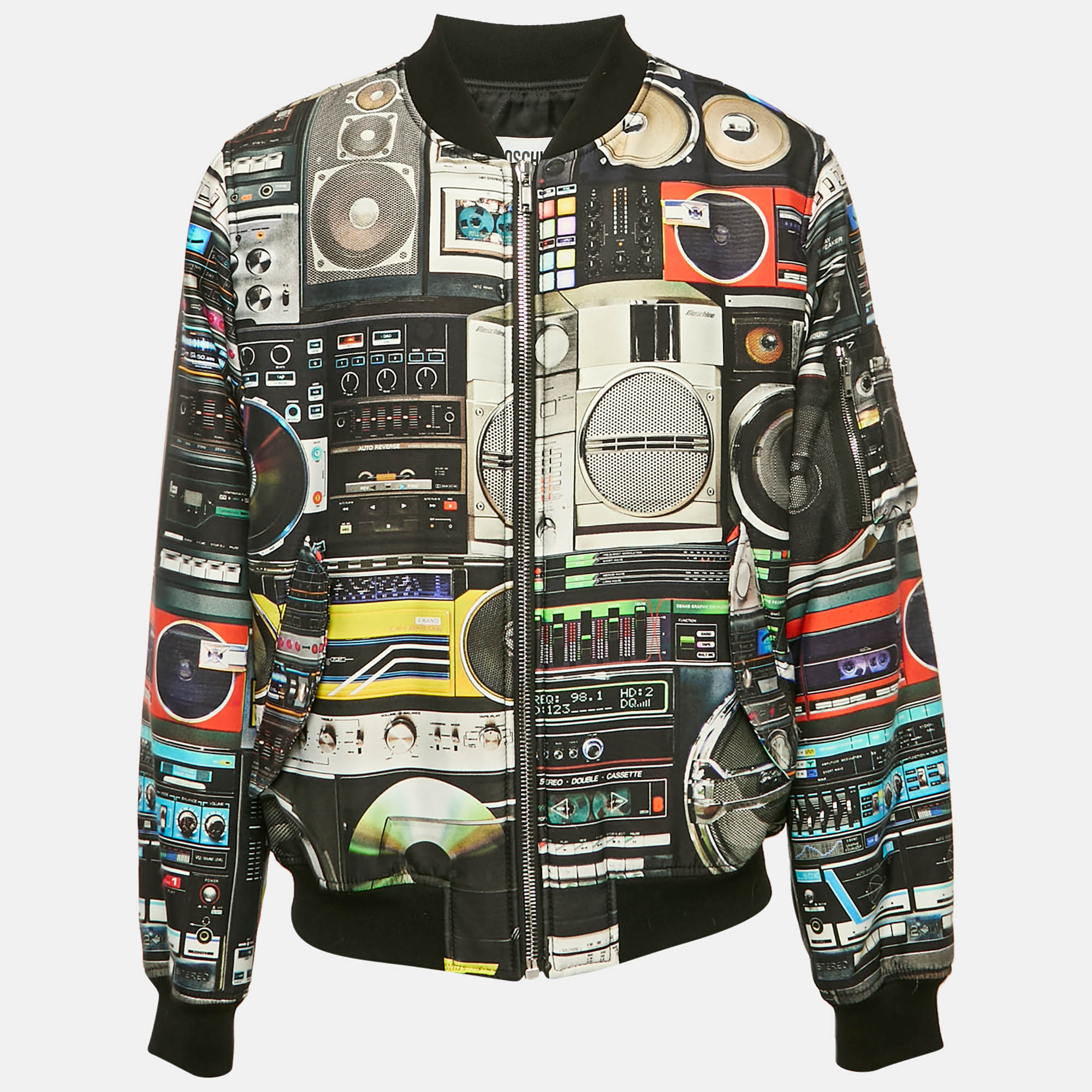 

Moschino Couture Black Radio Print Nylon Jacket L