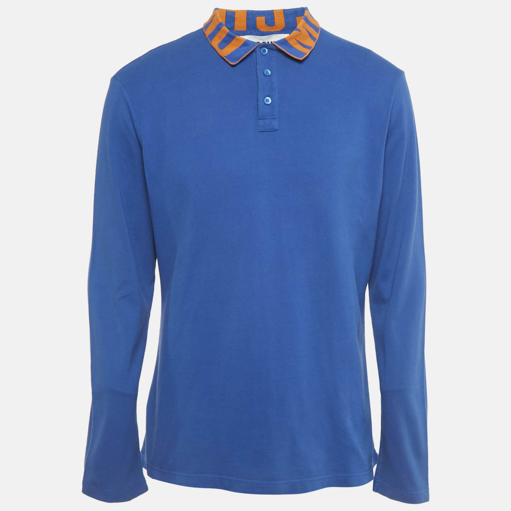 

Moschino Couture Blue Cotton Pique Long Sleeve Polo T-Shirt XL
