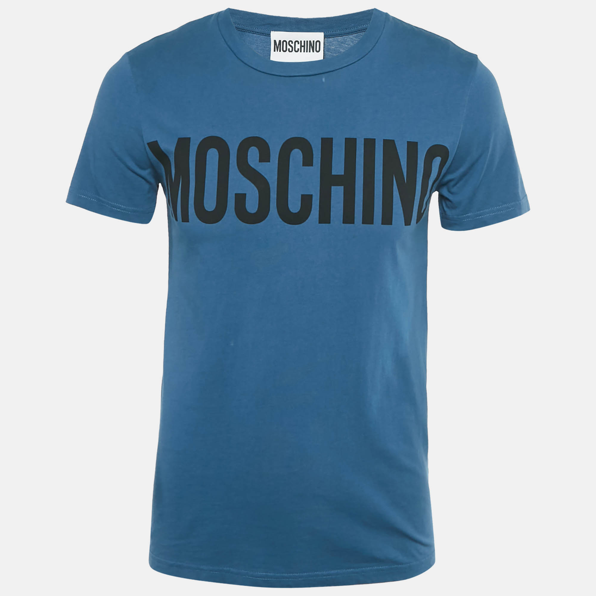 

Moschino Couture Blue Logo Print Cotton Crew Neck T-Shirt XS