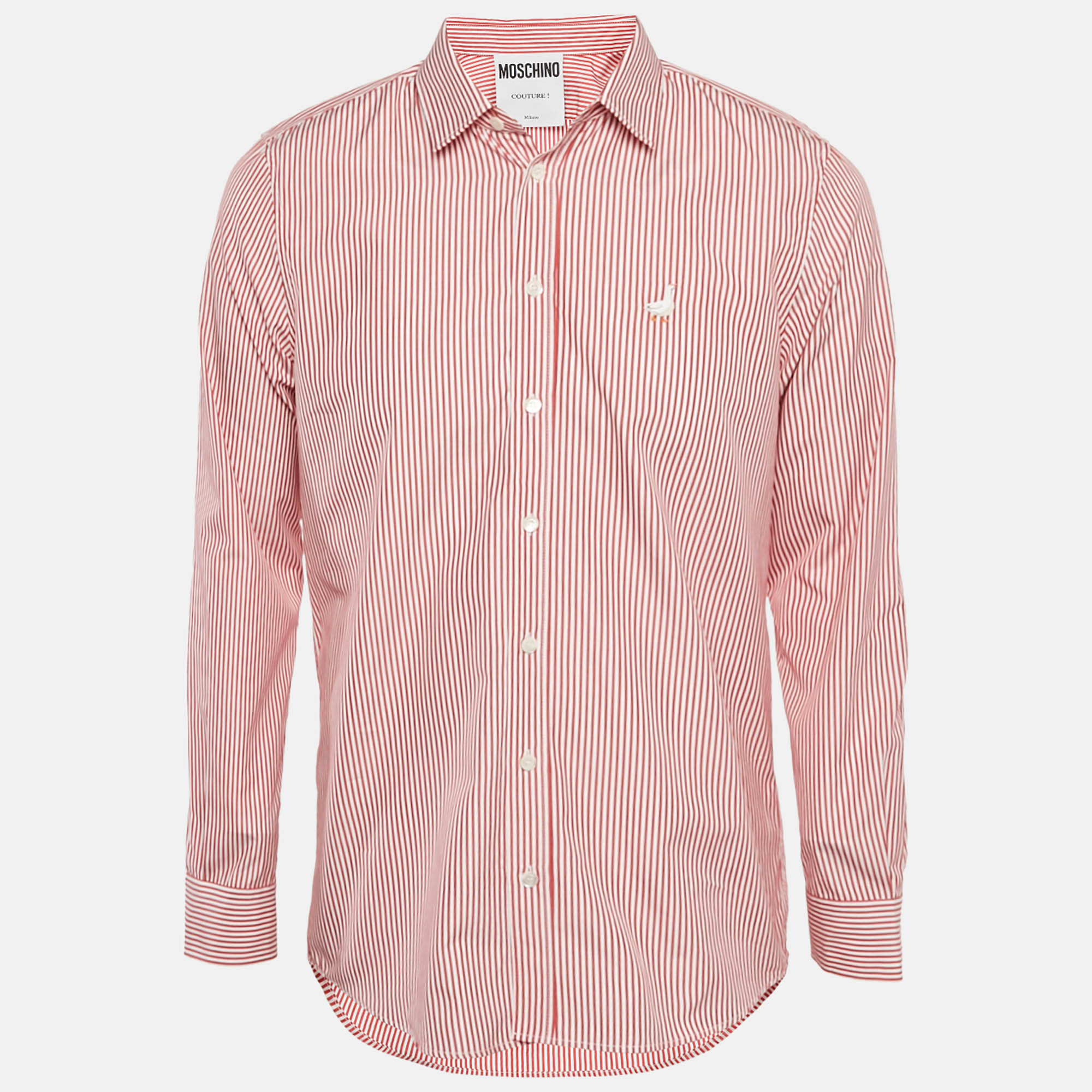 

Moschino Couture Red Striped Cotton Oca Detail Shirt M