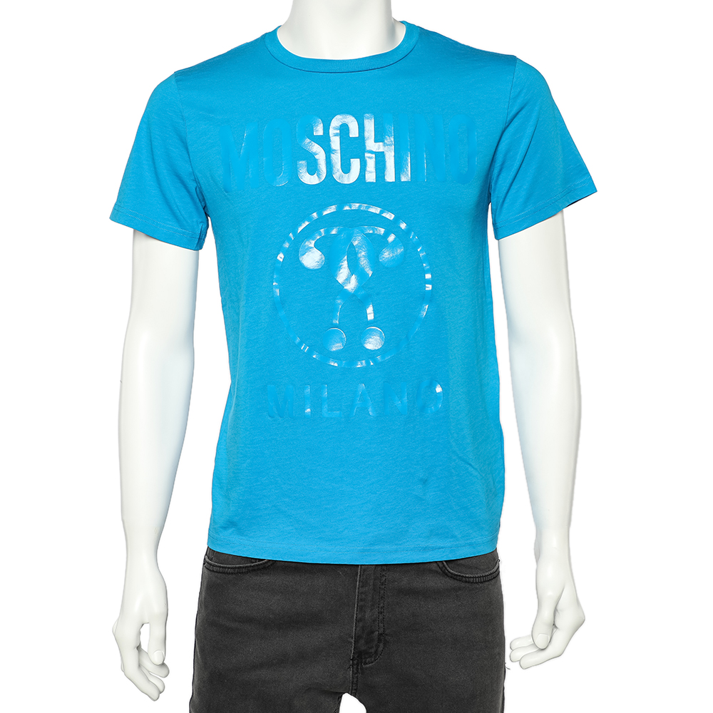 

Moschino Couture Blue Logo Printed Cotton T-Shirt