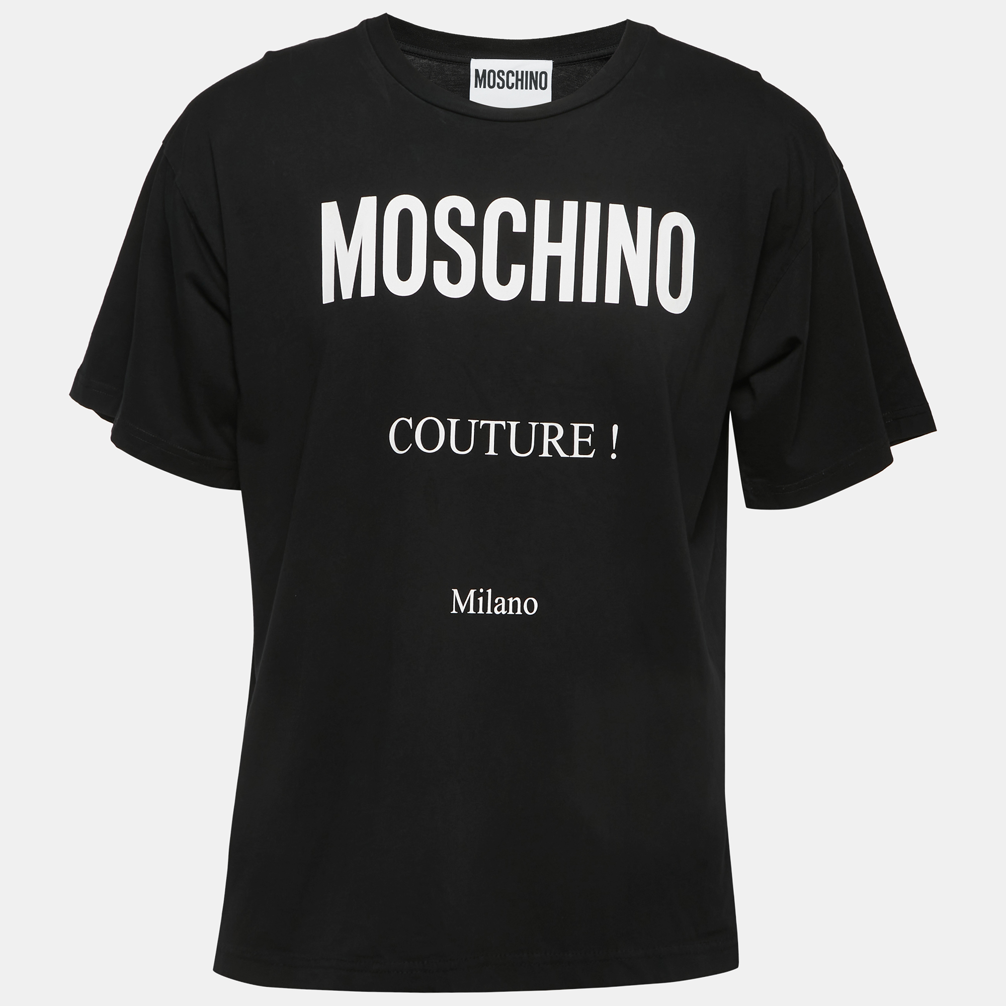 

Moschino Couture Black Logo Print Cotton Crew Neck Half Sleeve T-Shirt