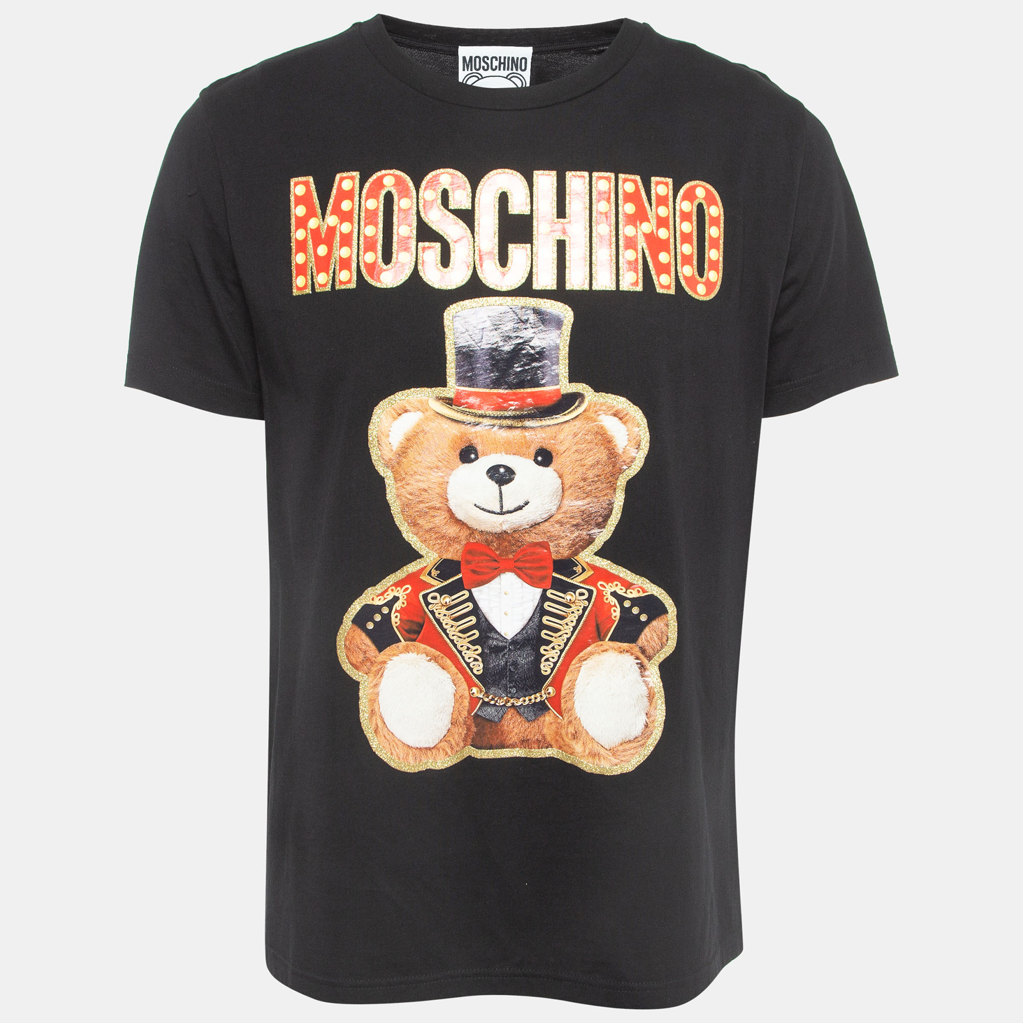 

Moschino Couture Black Circus Teddy Printed Cotton T-Shirt L