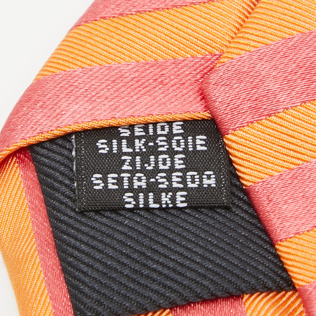 Moschino Orange/Pink Diagonal Striped Silk Tie 