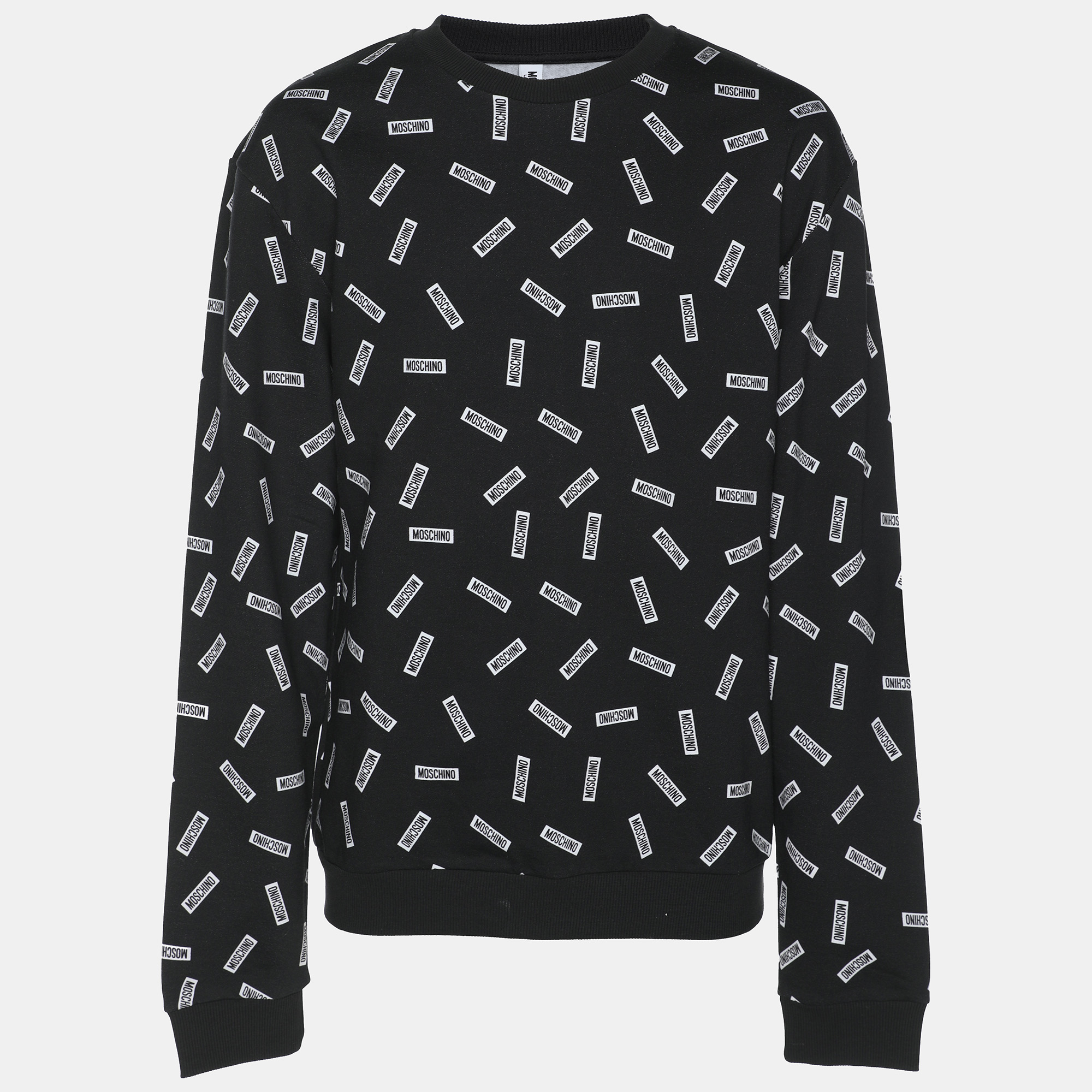 

Moschino Underwear Black Cotton Knit Logo Print Crew Neck Sweatshirt L