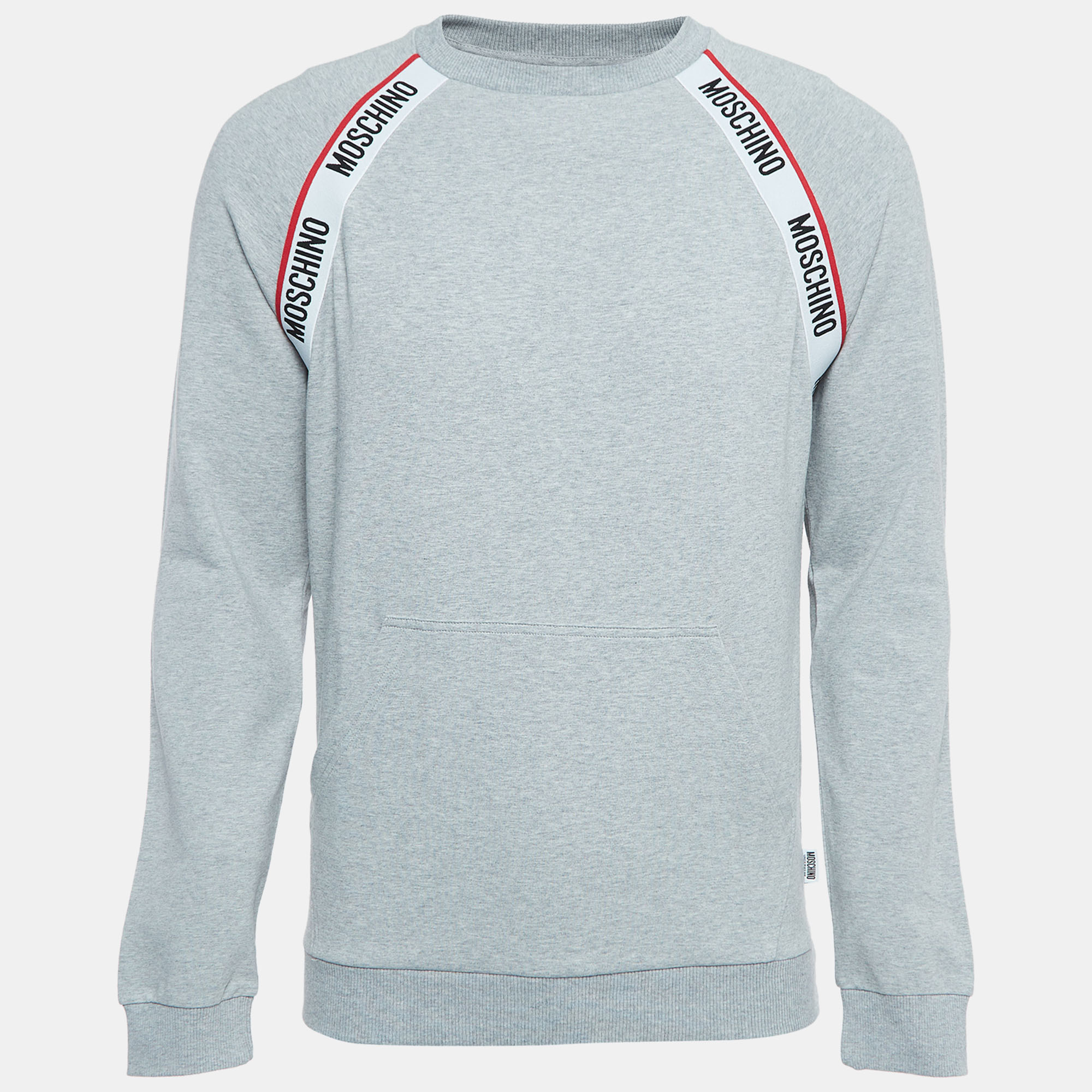 

Moschino Underwear Grey Cotton Logo Tape Detail Crew Neck Sweatshirt S