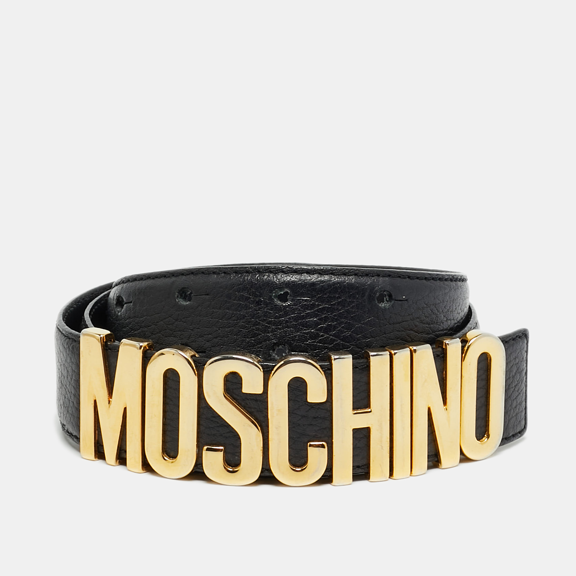 

Moschino Classic Logo Waist Belt Black Leather