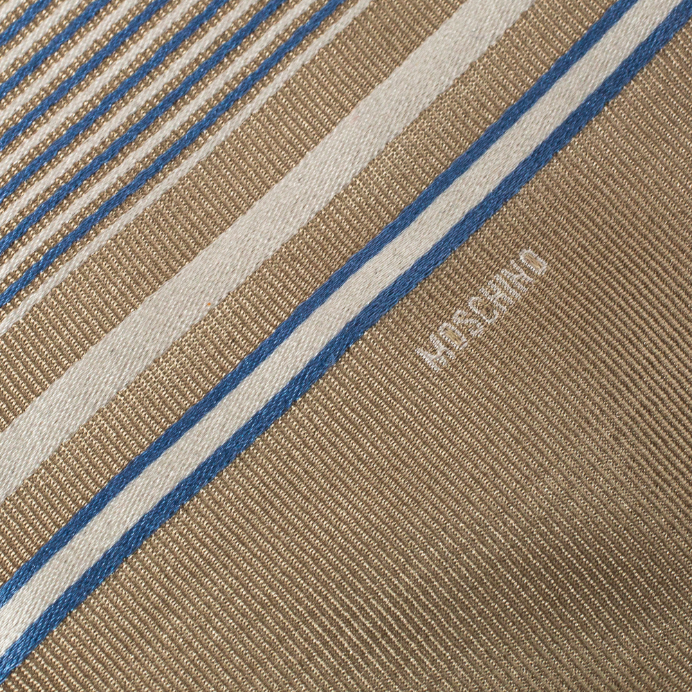 

Moschino Light Brown Diagonal Stripe Detail Silk Tie