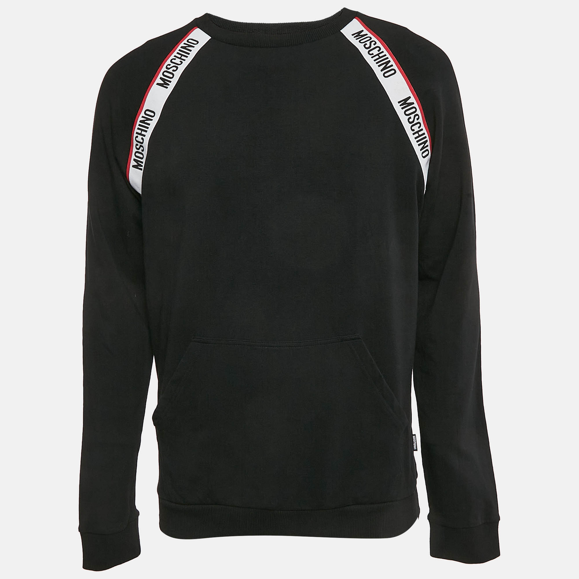 

Moschino Underwear Black Cotton Logo Tape Detail Crew Neck Sweatshirt L