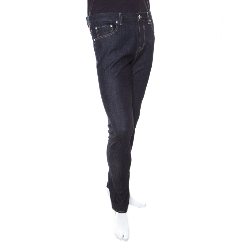 

Moschino Couture Indigo Dark Wash Straight Fit Denim Jeans, Navy blue