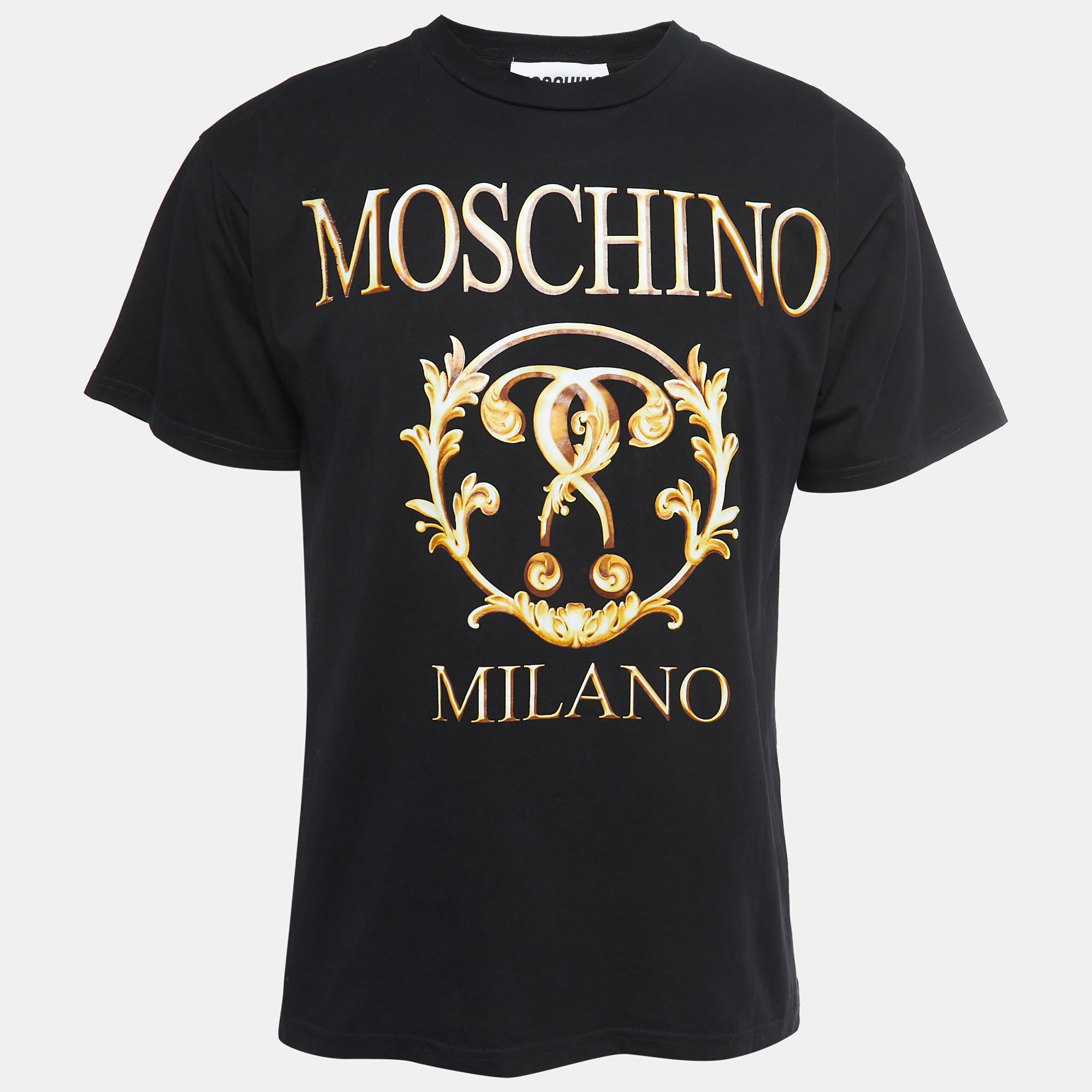 

Moschino Black Logo Print Cotton Crew Neck Half Sleeve T-Shirt