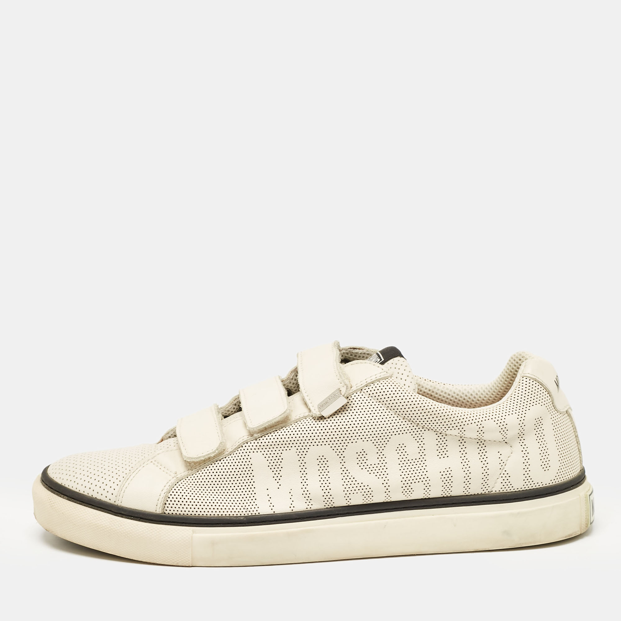 

Moschino Cream Leather Slip On Sneakers Size