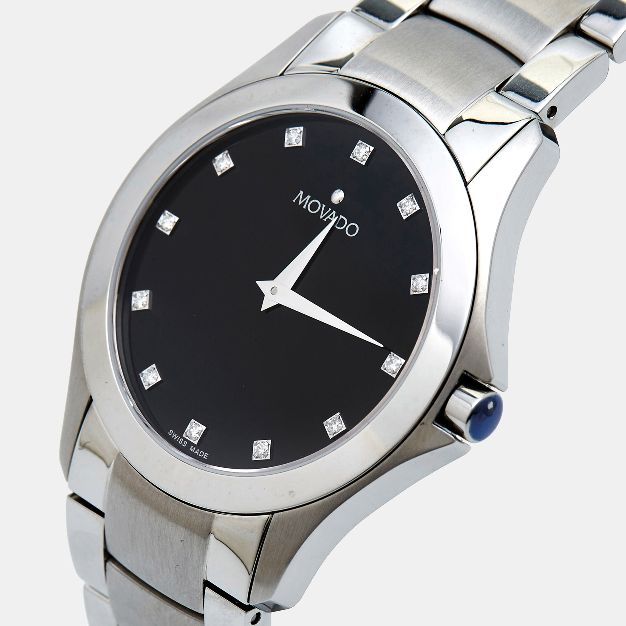 

Movado Black Diamond Stainless Steel Masino