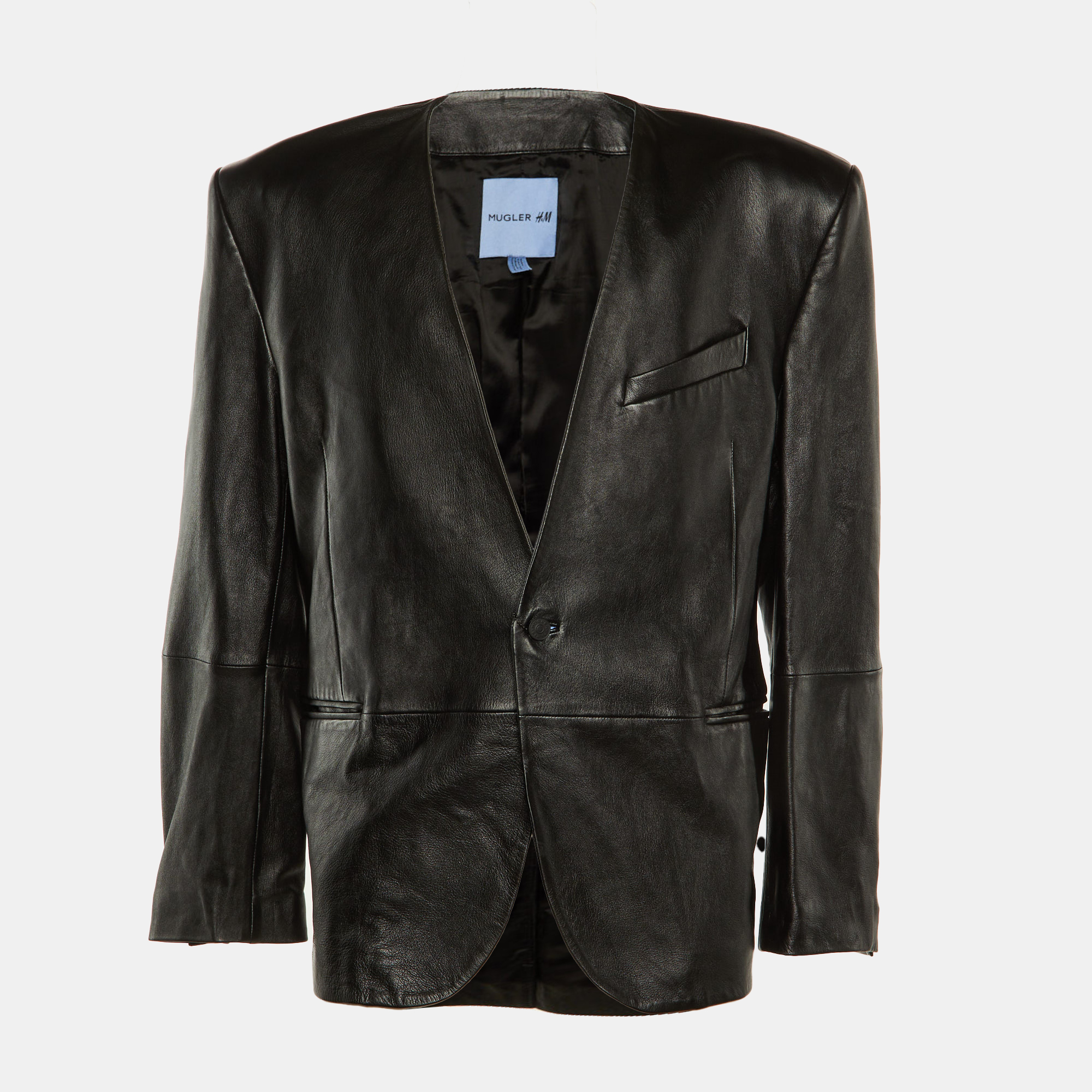 Pre-owned Mugler X Hm Black Faux Leather Jacket Xxl