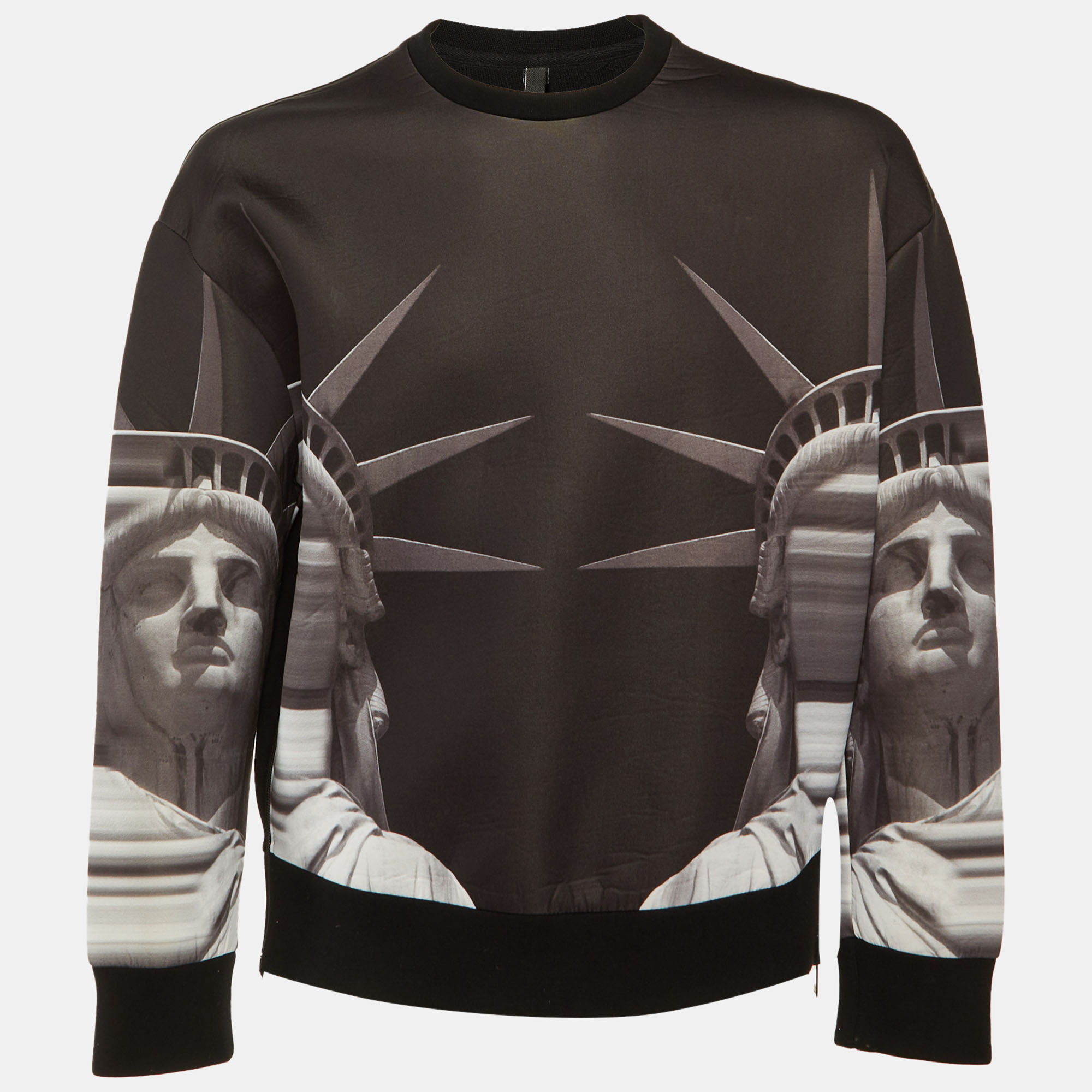 

Neil Barrett Black Statue of Liberty Knit Oversize Bomber Fit Sweatshirt M