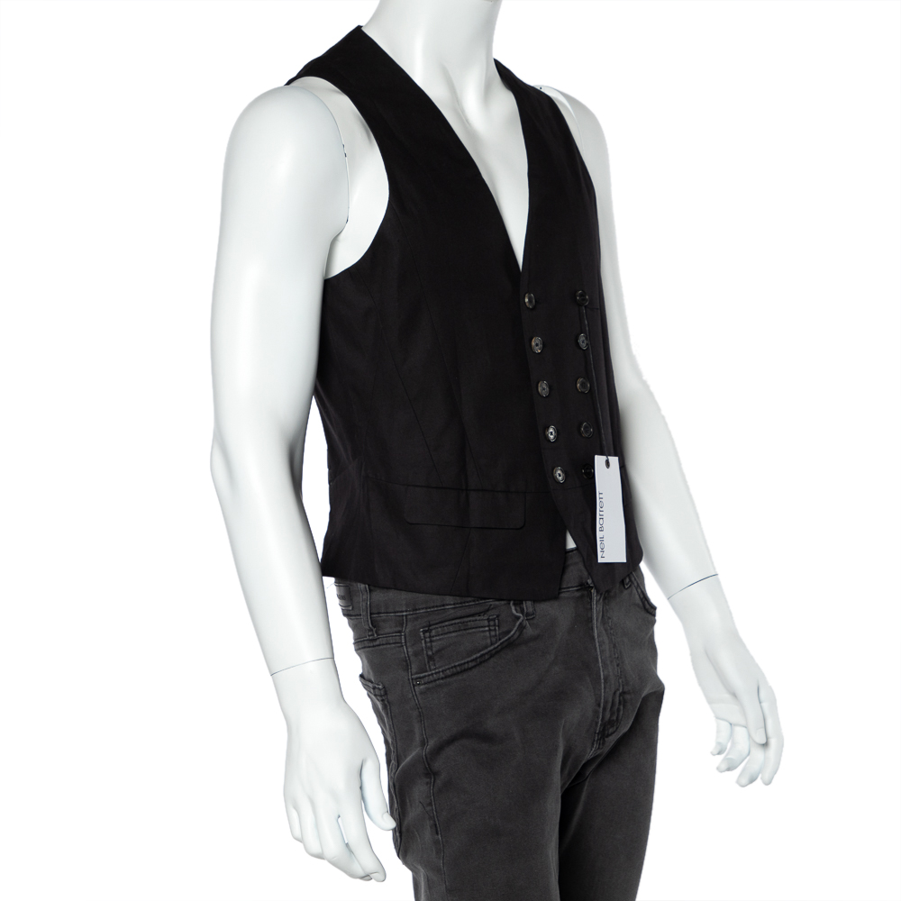 

Neil Barrett Black Cotton & Linen Sleeveless Vest
