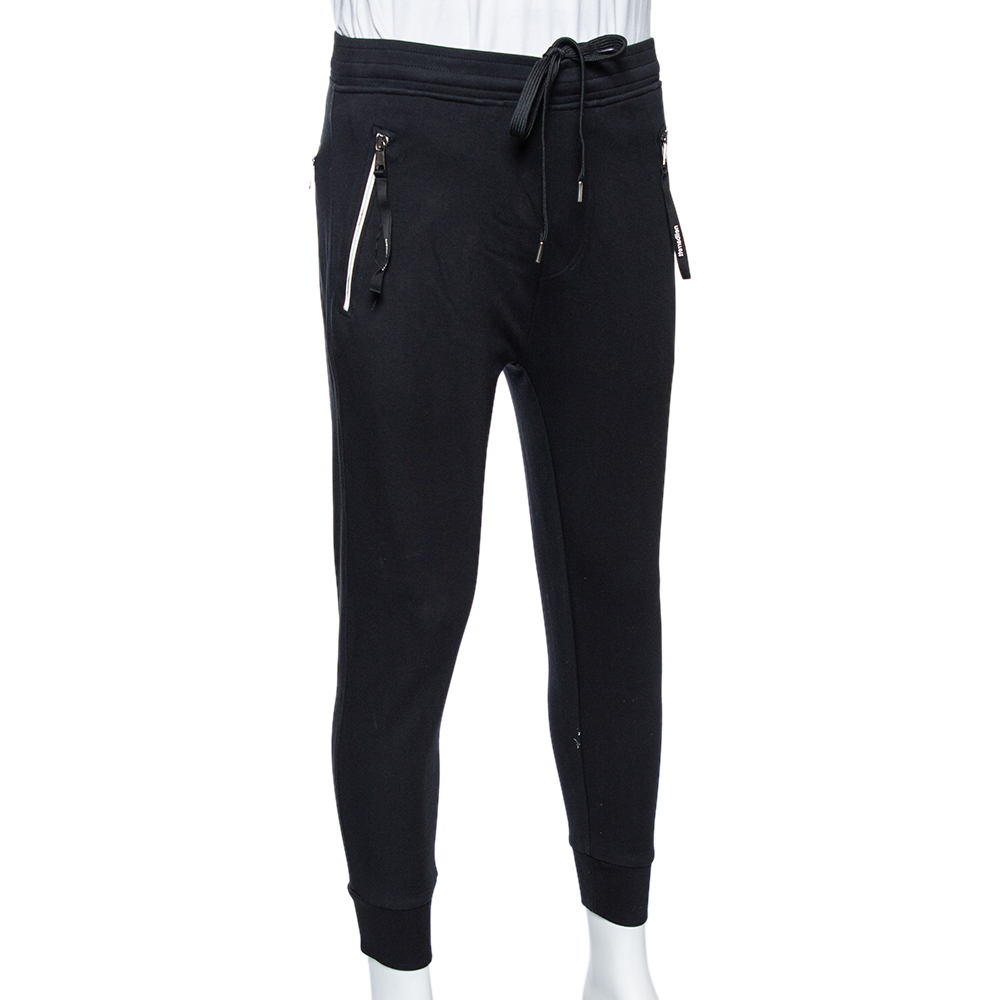 

Neil Barrett Black Knit Zipped Pocket Low Rise Skinny Fit Track Trousers