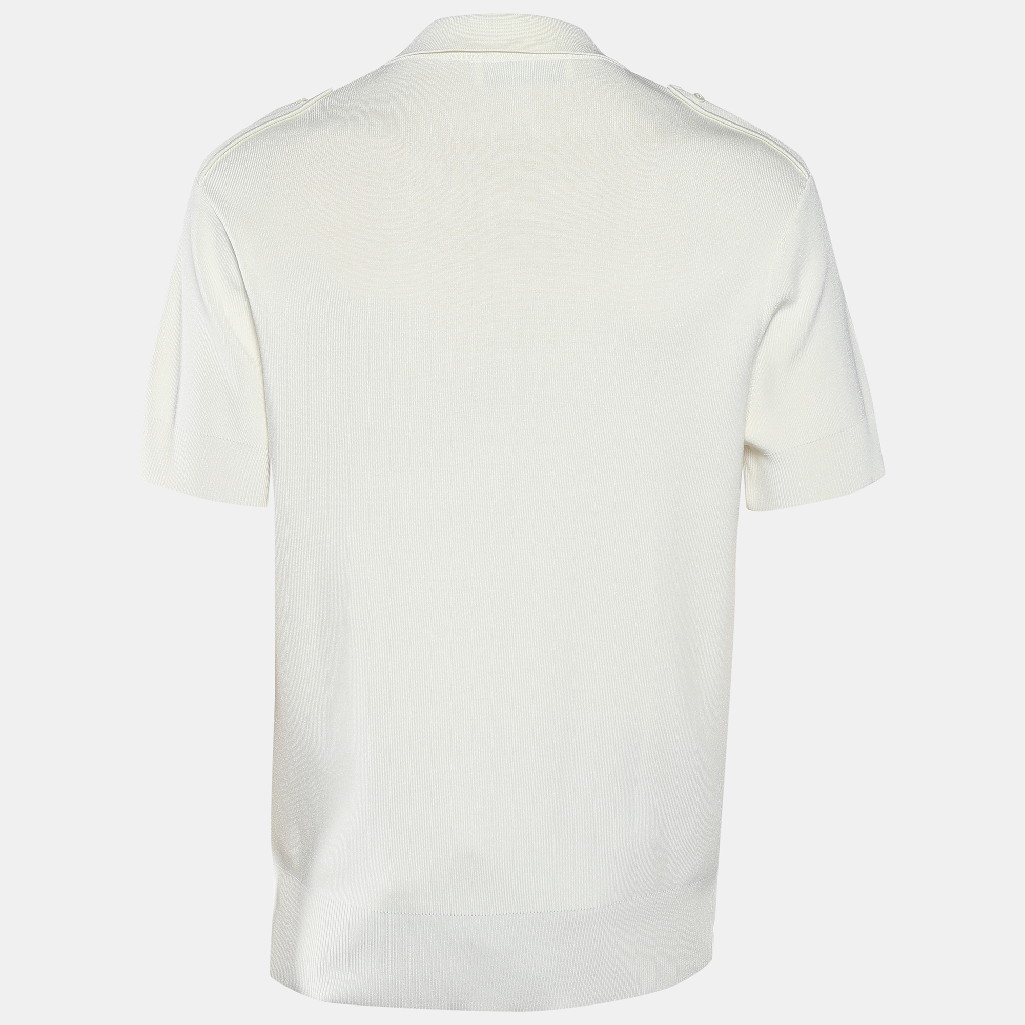 

Neil Barrett Off-White Rib Knit Short Sleeve Polo T-Shirt, Cream