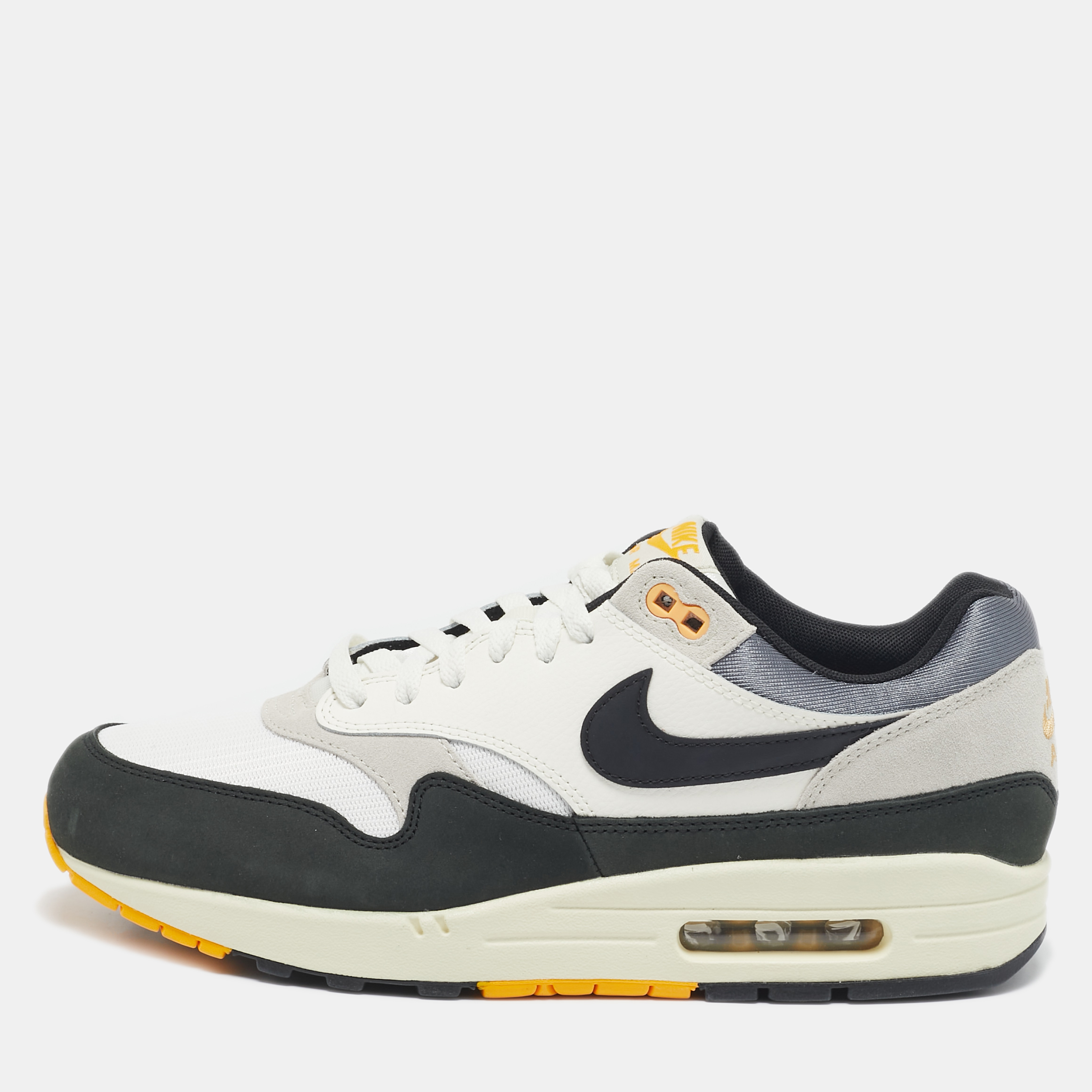 

Nike Multicolor Mesh and Leather Air Max 1 Athletic Department Light Bone University Gold Sneakers Size 44