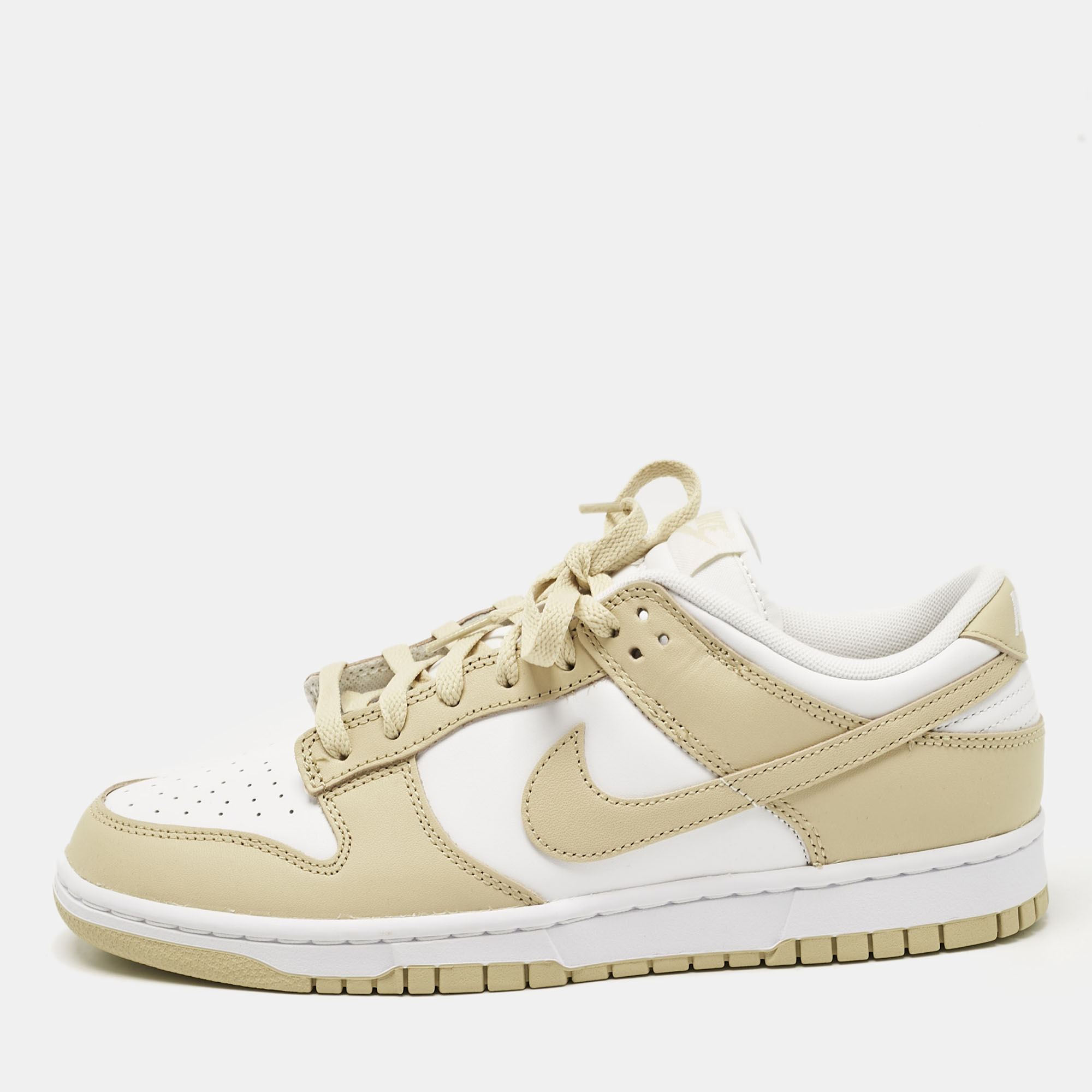 

Nike Beige/White Leather Dunk Low Team Gold Sneakers Size 43