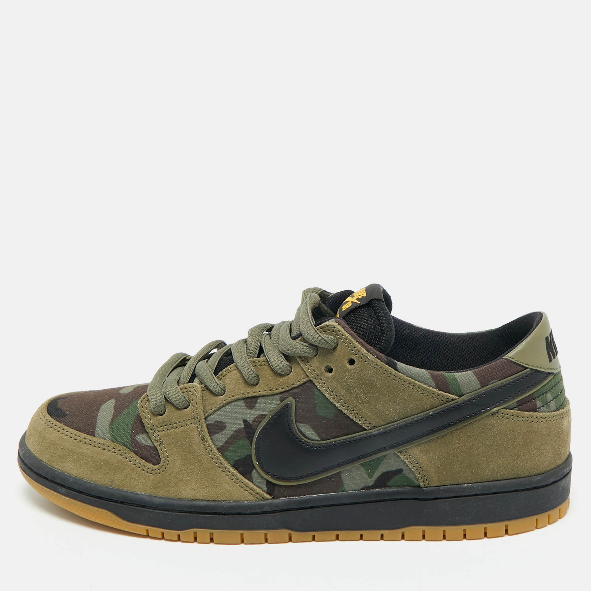 

Nike Multicolor Camouflage Canvas and Suede SB Dunk Low Skate Camo Sneakers Size 45