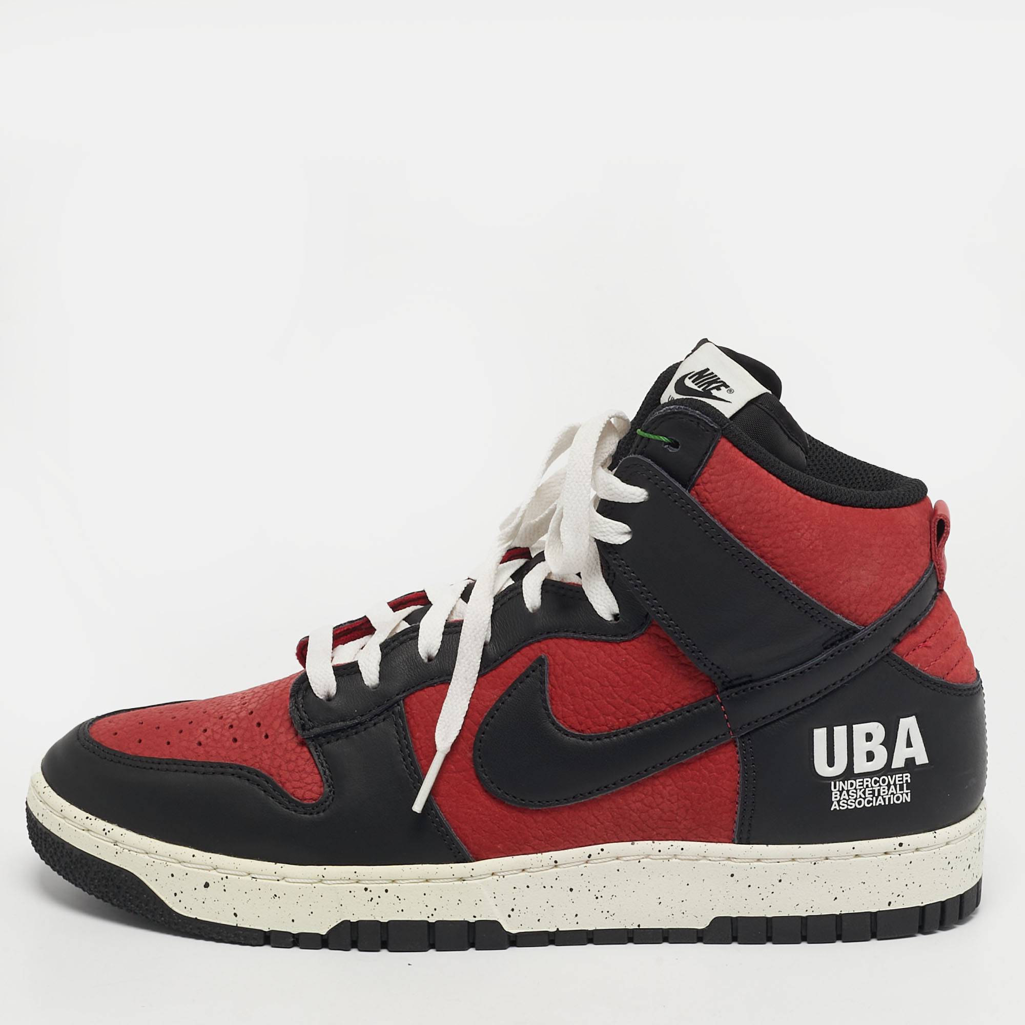 

Nike Dunk Hi Size 45 Black Leather and Nubuck Leather Mid Top Sneakers