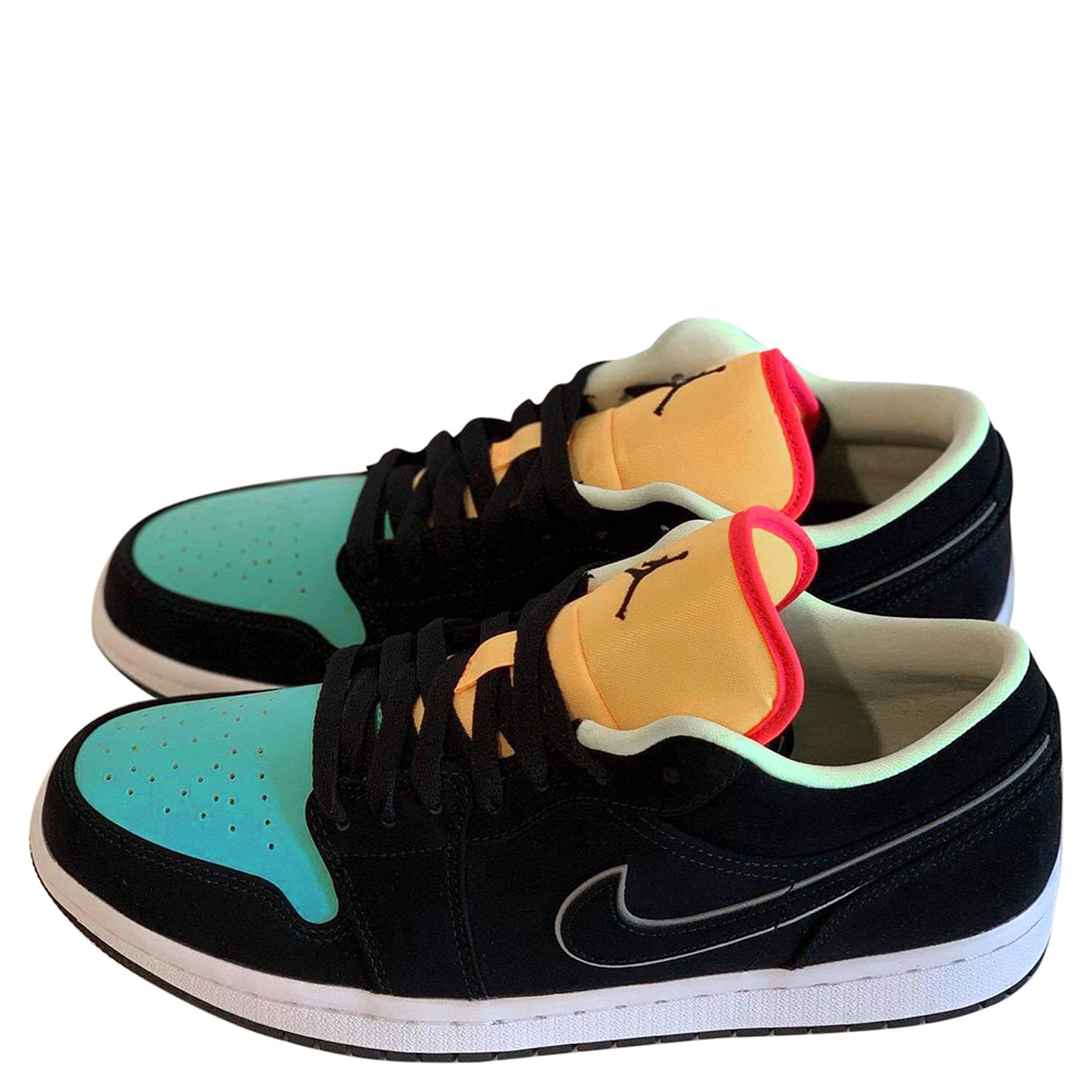 Nike Jordan 1 Low Black Aurora Green Laser Orange Size 43