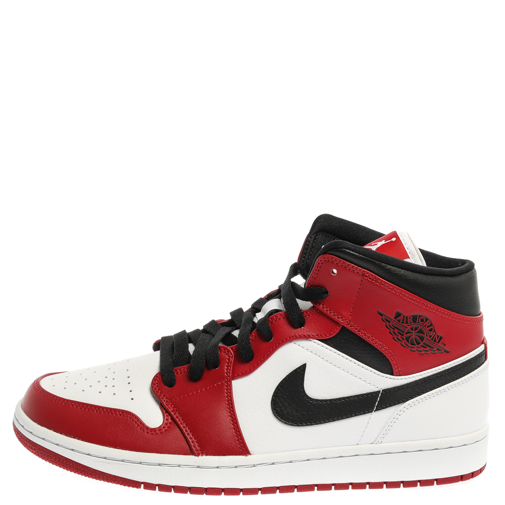 

Air Jordan 1 Mid Nike Tricolor Leather Chicago High Top Sneakers Size, Multicolor