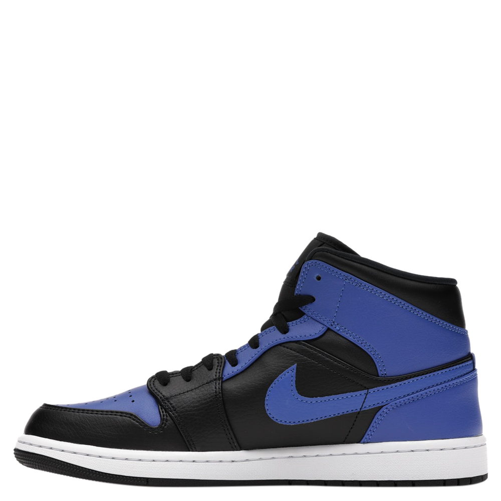 

Nike Jordan 1 Mid Hyper Royal Tumbled Leather Sneakers Size EU  US 7.5, Black