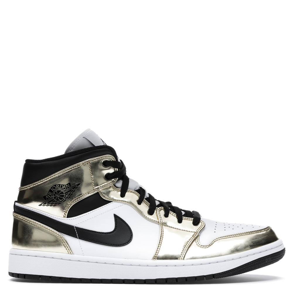 

Nike Jordan 1 Mid Metallic Gold White Sneakers Size EU  (US 9.5, Multicolor