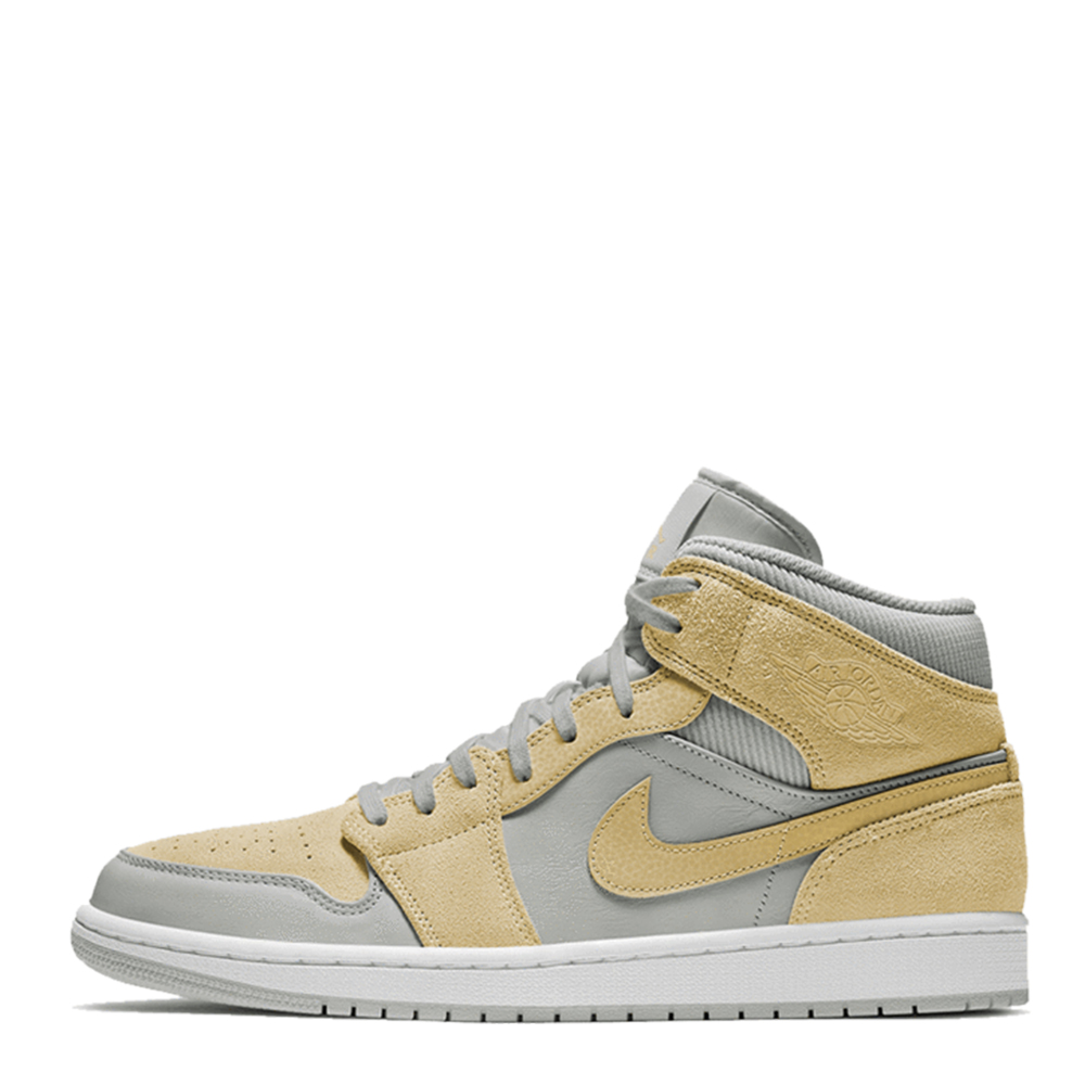 Pre-owned Nike Jordan 1 Mid Textures Yellow Sneakers Size Eu 46 (us 12)