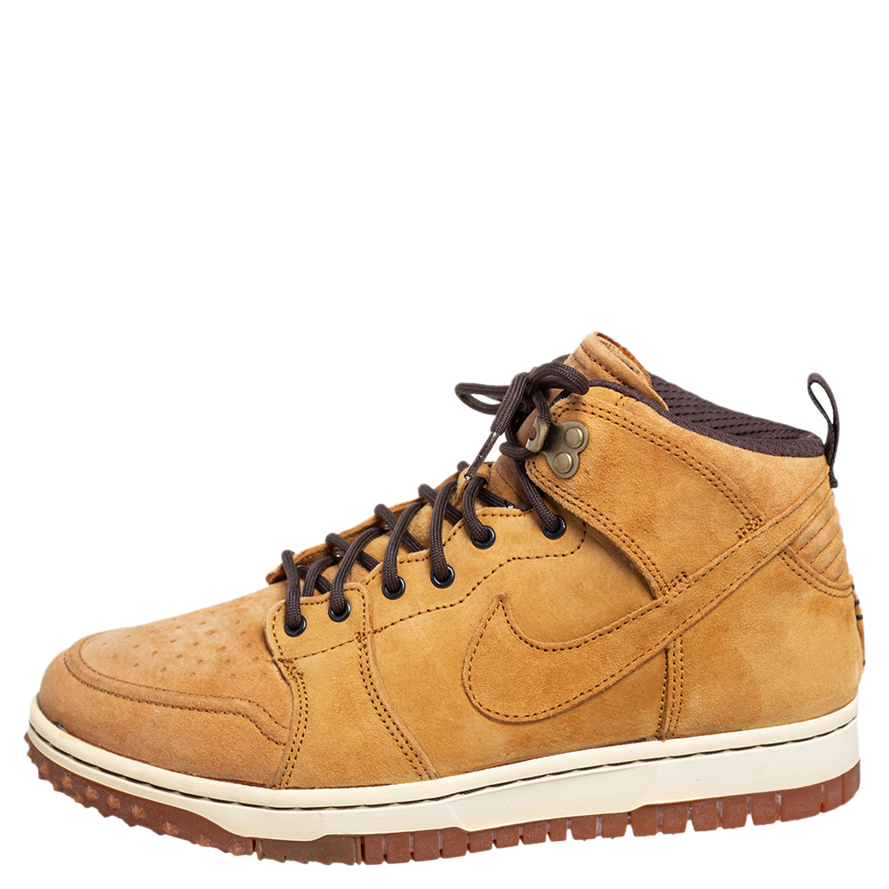 

Nike Brown Suede Dunk High CMFT Wheat Sneakers Size