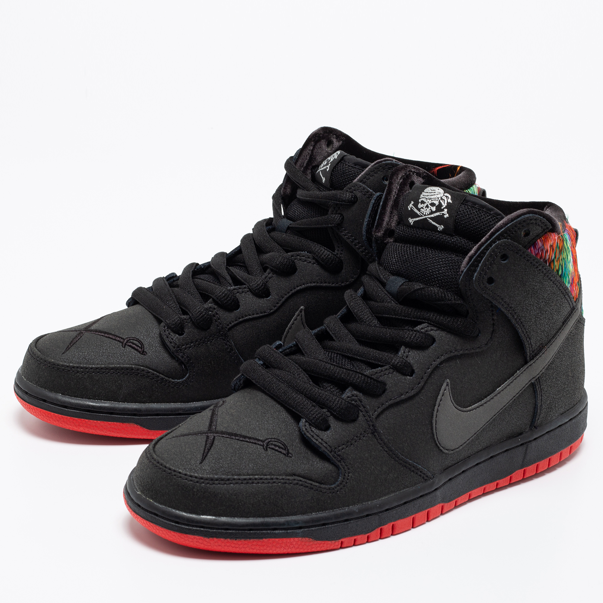 

Nike Black/Multicolor Faux Leather and Embroidered Fabric SPoT SB Dunk High-Top Gasparilla Sneakers Size