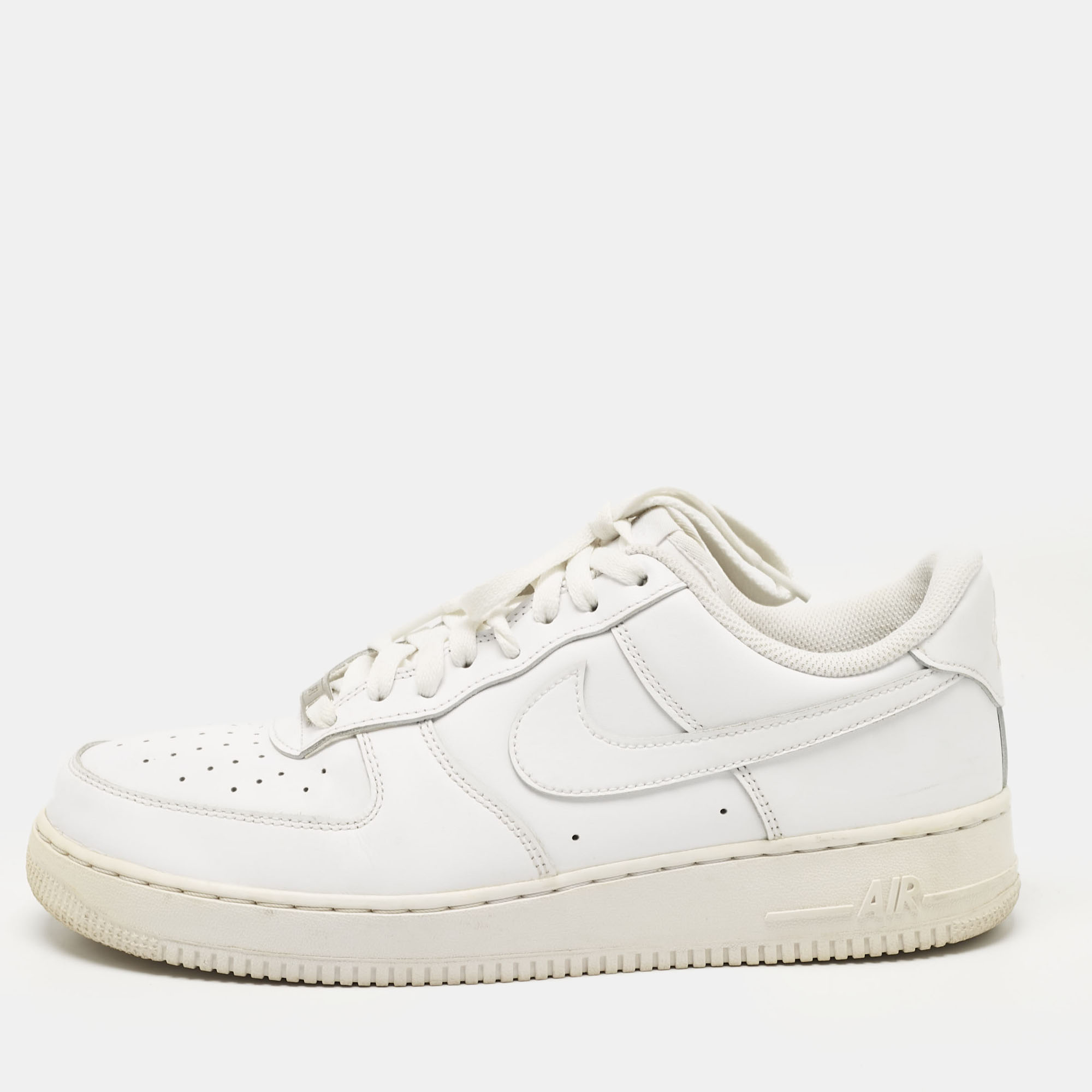 

Nike White Leather Air Force 1 Low '07 Sneakers Size 45.5