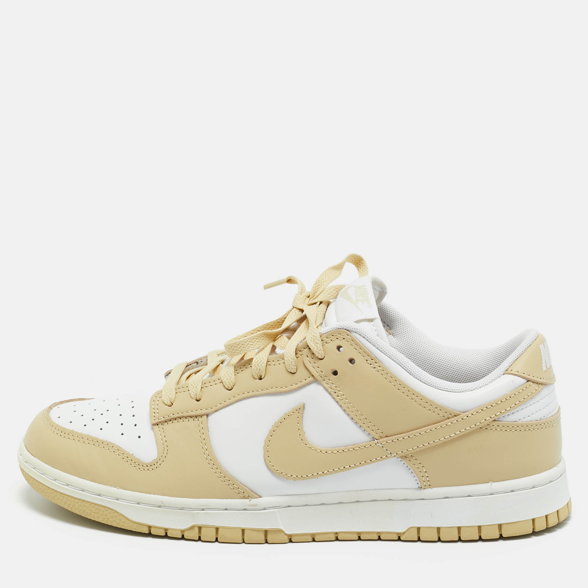 Nike Cream/White Leather Dunk Low Retro Panda Sneakers Size 44.5