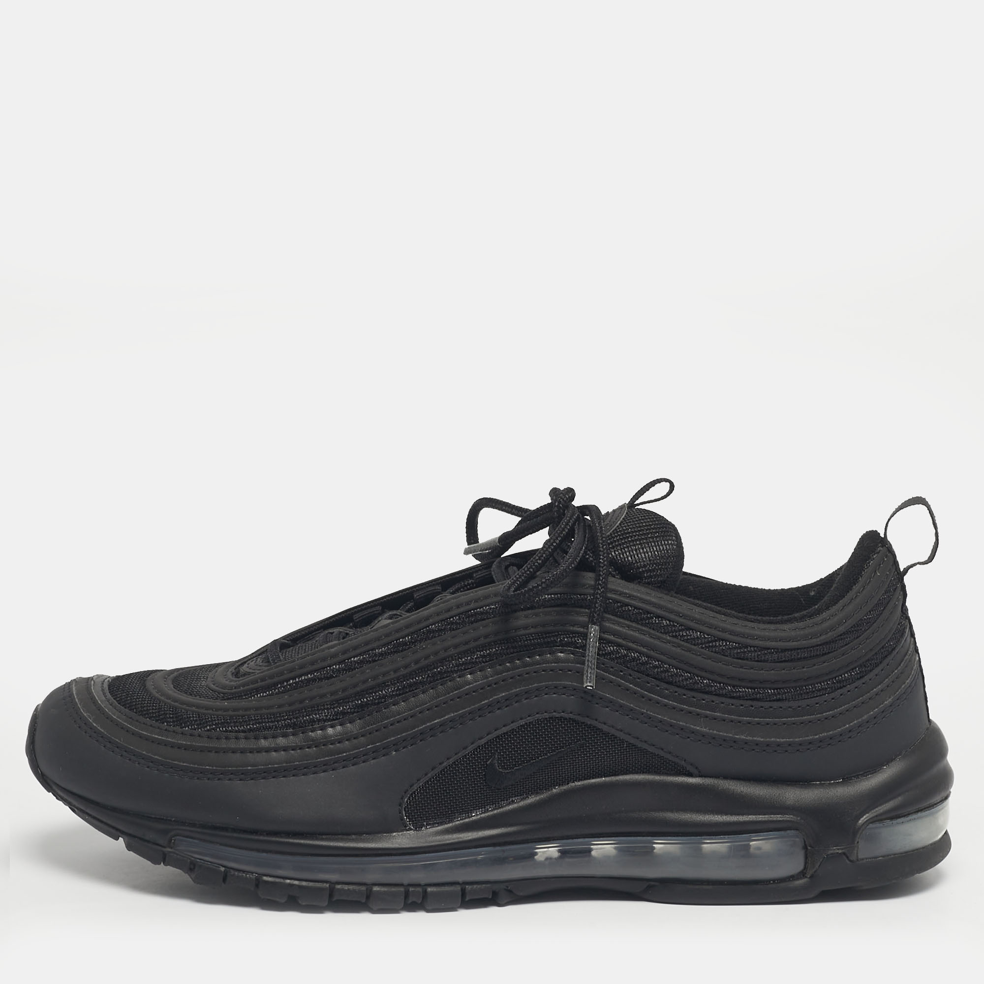 

Nike Black Mesh and Leather Air Max 97 Triple Black Sneakers Size 45.5