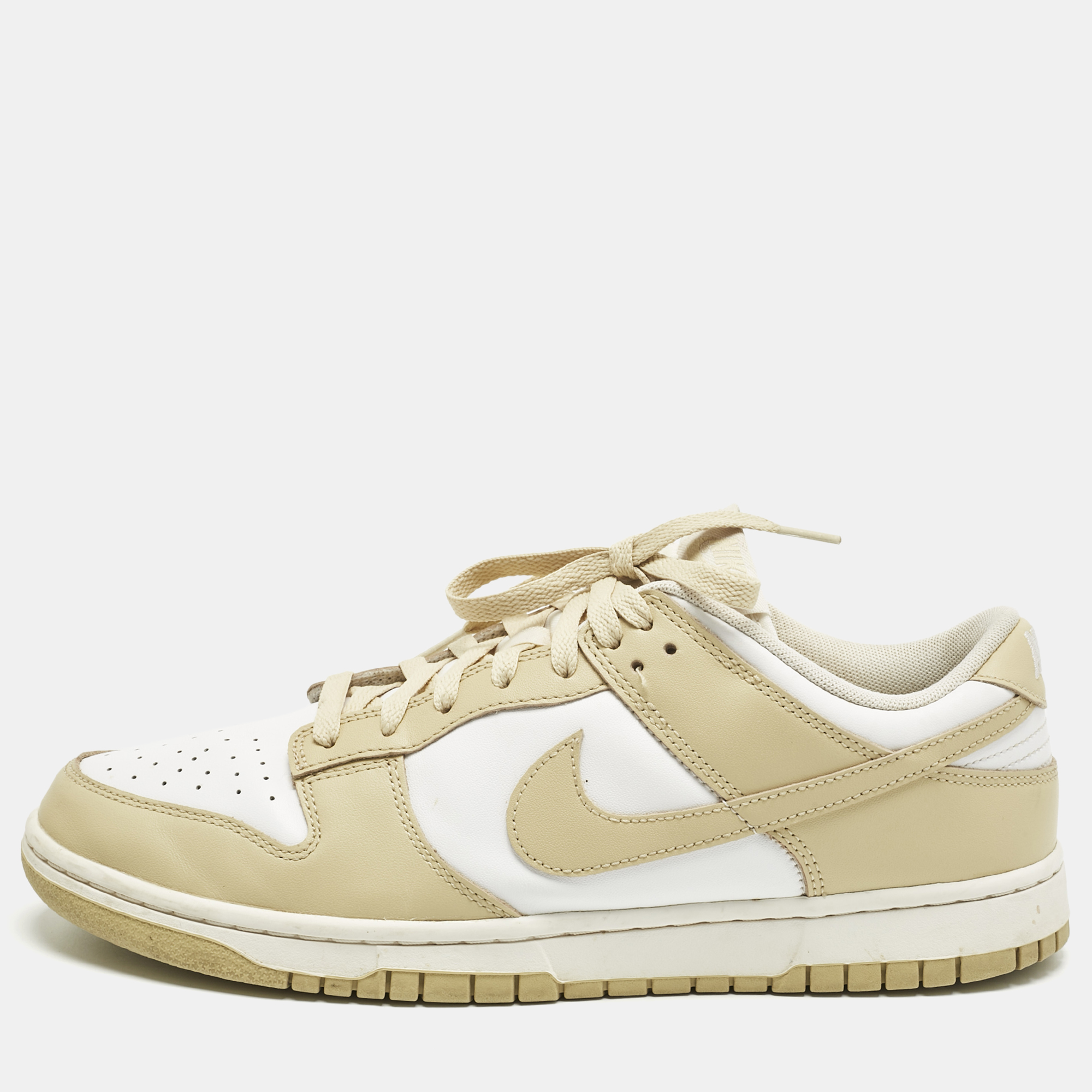 

Nike Beige/White Leather Dunk Low Team Gold Sneakers Size 45