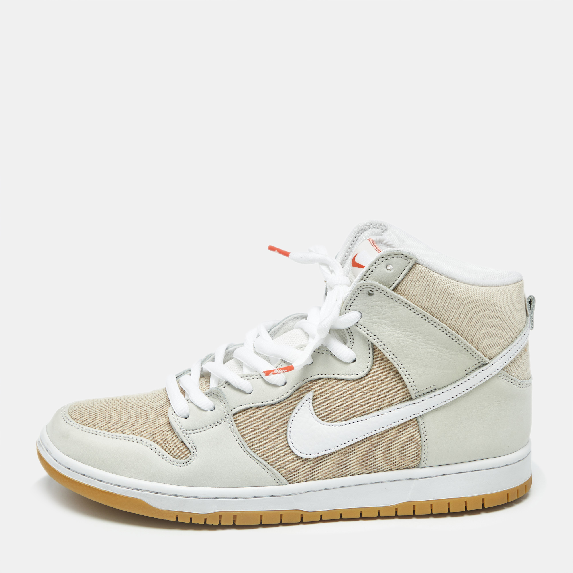

Nike SB Dunk Pro ISO Natural Size Beige Canvas and Nubuck Leather High Top Sneakers