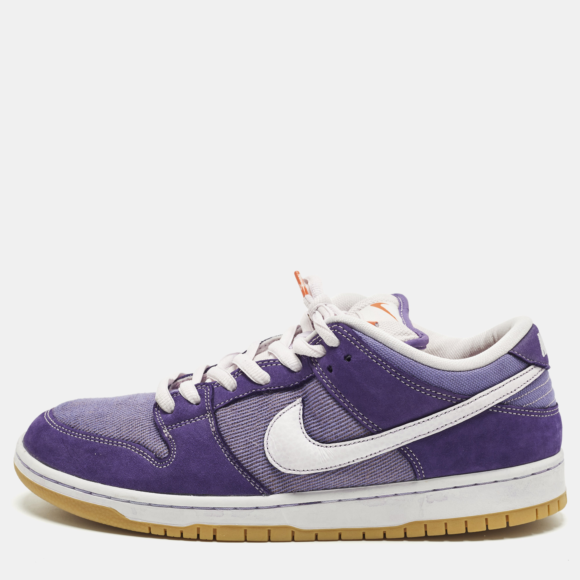 

Nike SB Dunk Low Size 46 Purple/White Fabric and Nubuck Leather Lace Up Sneakers