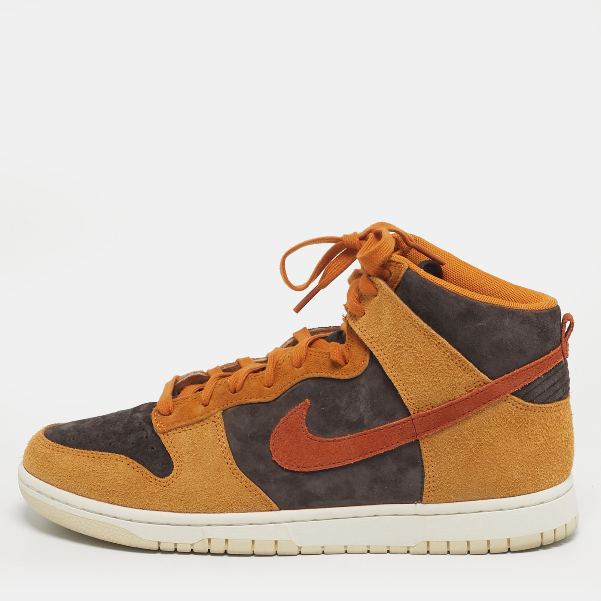 

Nike Dunk HI Retro PRM Size 45 Brown/Grey Suede High Top Sneakers