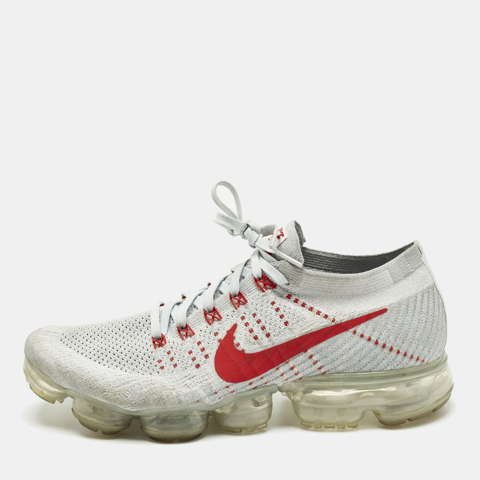 

Nike Air VaporMax OG Size  Grey Knit Fabric Lace Up Sneakers