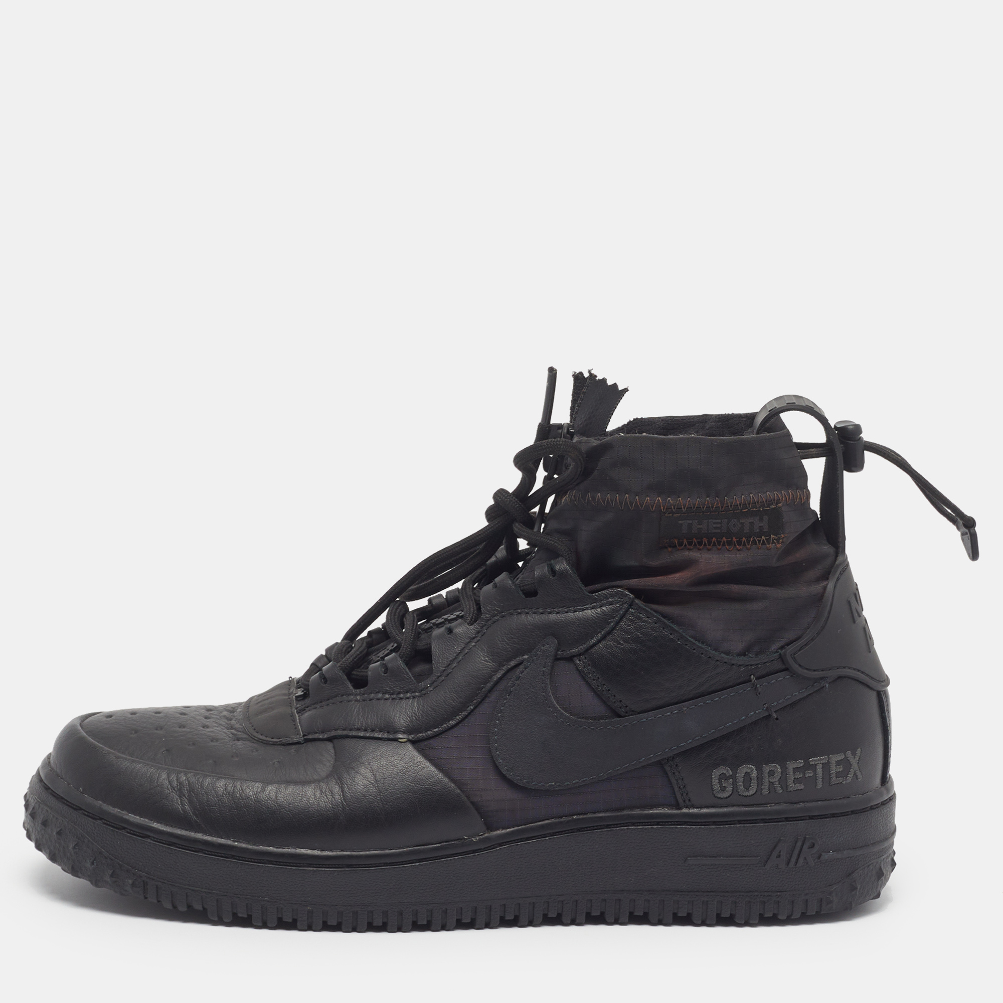 

Nike Air Force 1 Gore-Tex Triple Black Size 42.5 Black Leather High Top Sneakers