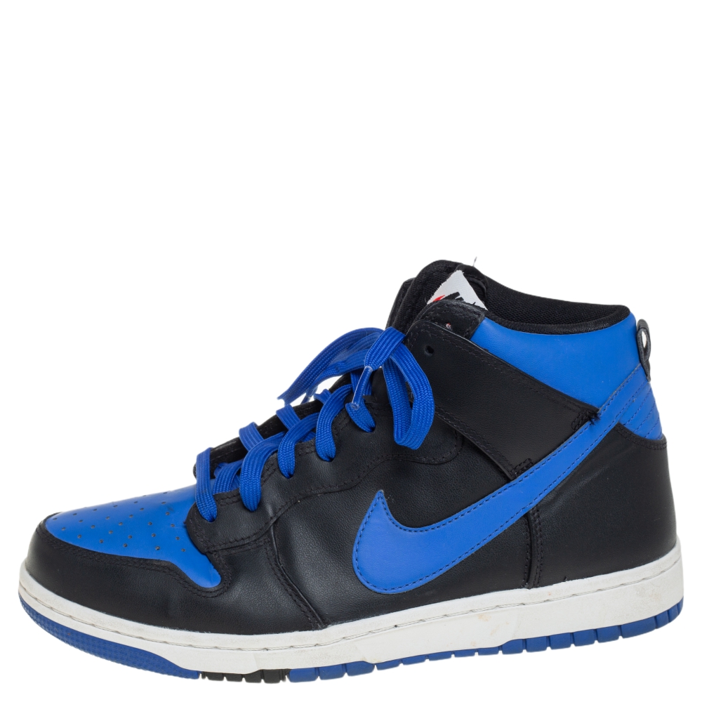 

Nike Blue/Black Leather Dunk High CMFT Sneakers Size