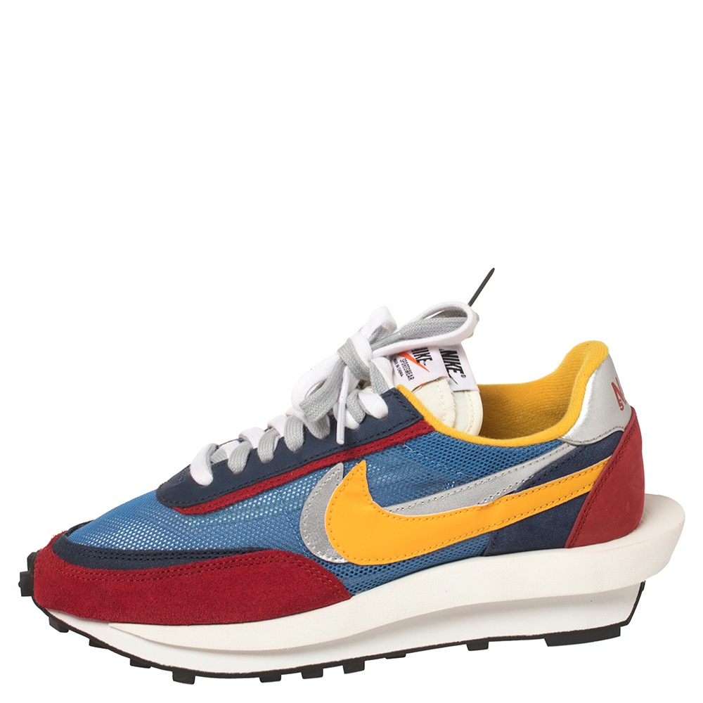

Nike x Sacai Multicolor Mesh And Suede Vaporwaffle Low Top Sneakers Size