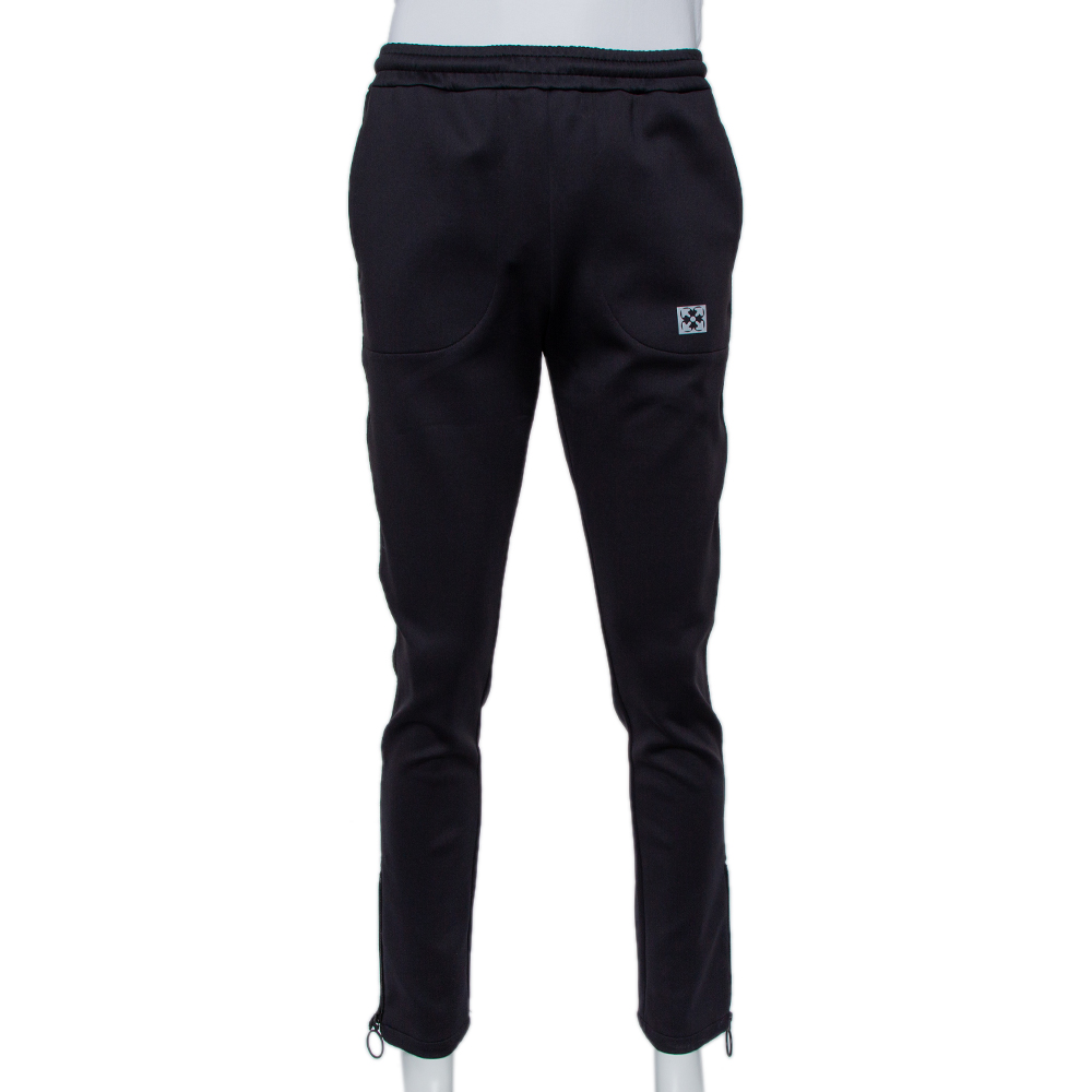 Pre-owned Off-white Black Knit Zipper Hem Detail Slim Fit Track Pants M